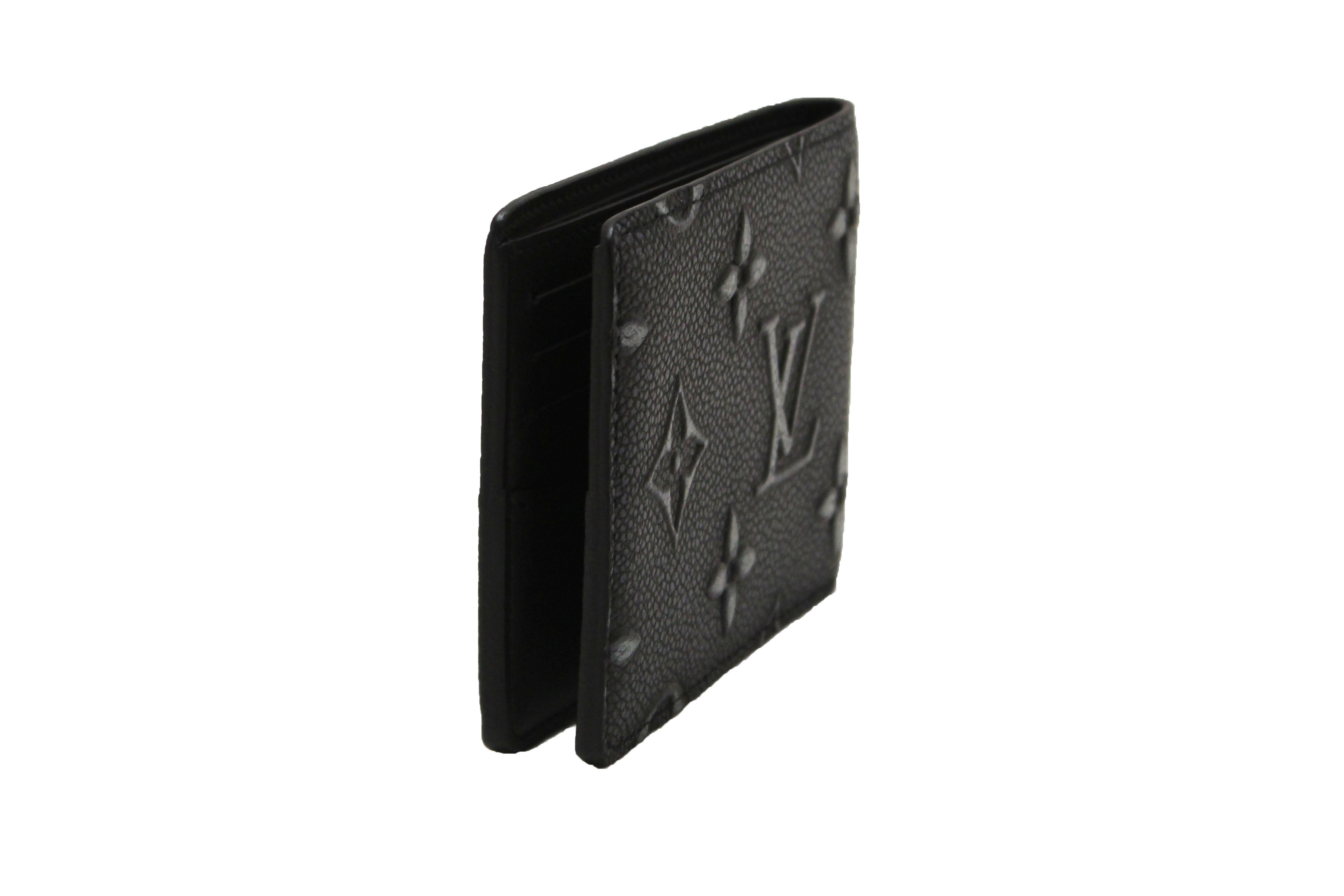 Authentic Louis Vuitton Black Cowhide Faded Monogram Slender Men Wallet