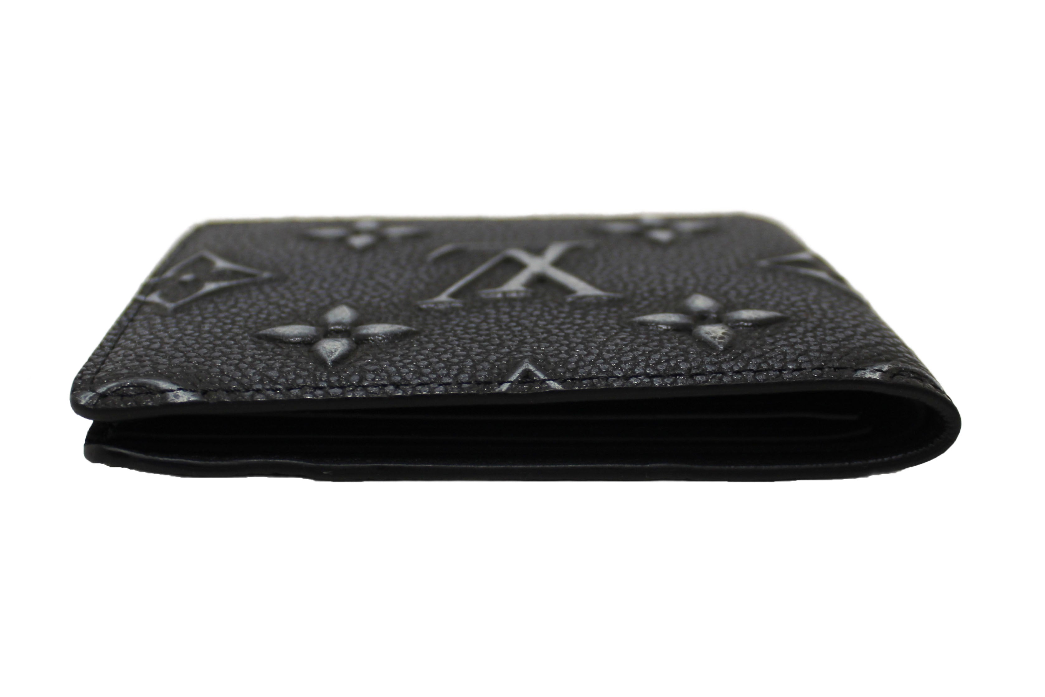 Authentic Louis Vuitton Black Cowhide Faded Monogram Slender Men Wallet