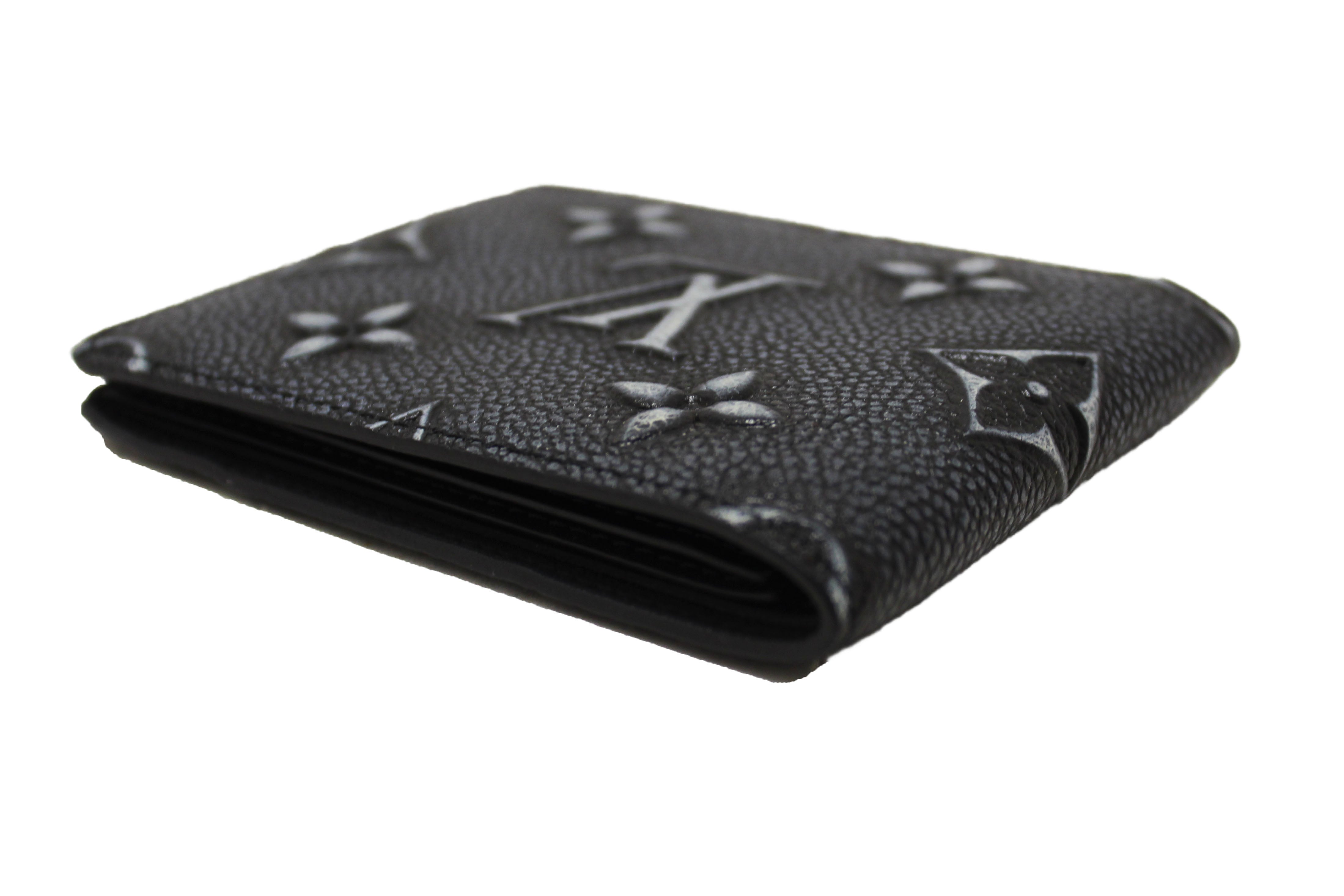 Authentic Louis Vuitton Black Cowhide Faded Monogram Slender Men Wallet