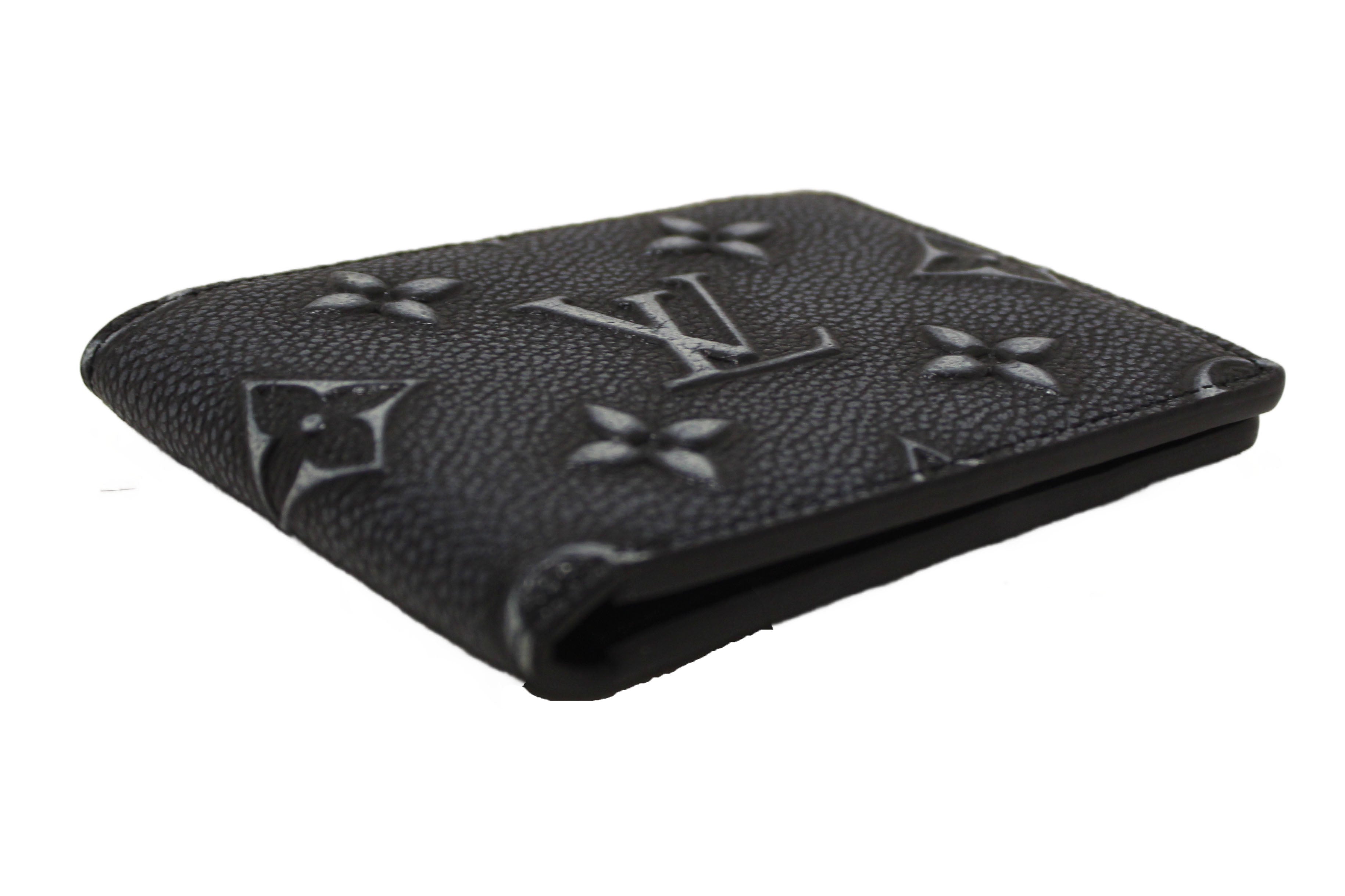 Authentic Louis Vuitton Black Cowhide Faded Monogram Slender Men Wallet