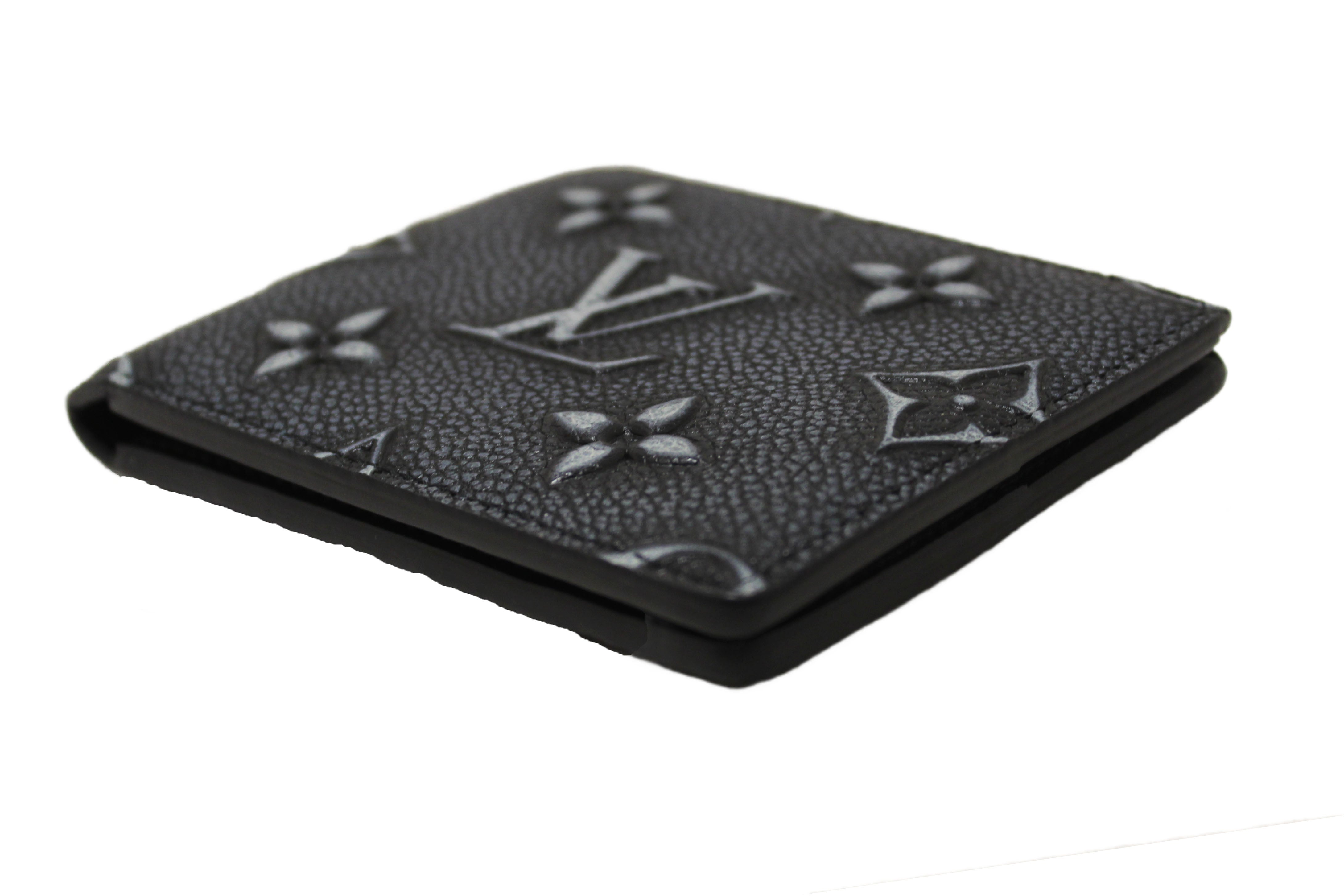 Authentic Louis Vuitton Black Cowhide Faded Monogram Slender Men Wallet