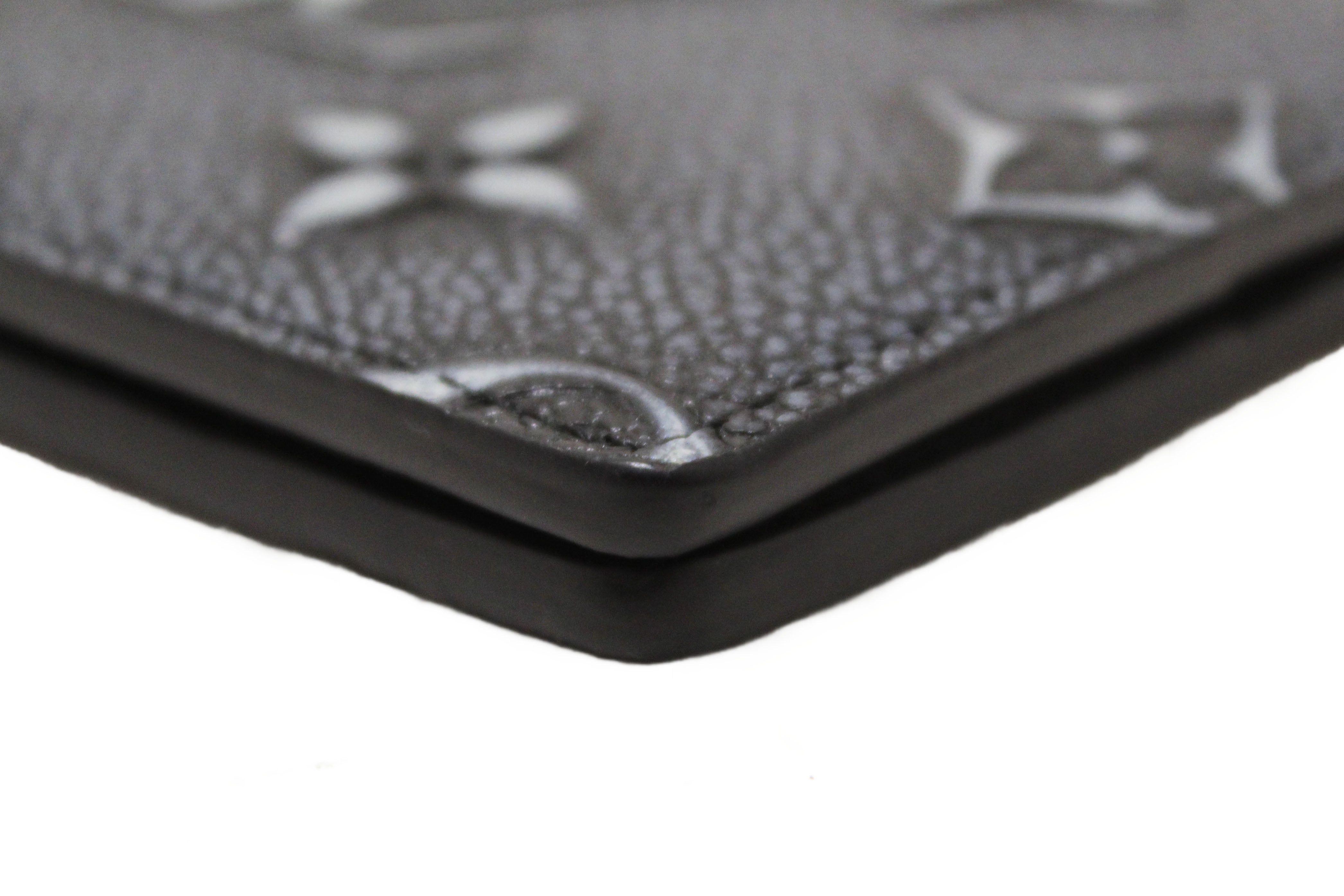 Authentic Louis Vuitton Black Cowhide Faded Monogram Slender Men Wallet