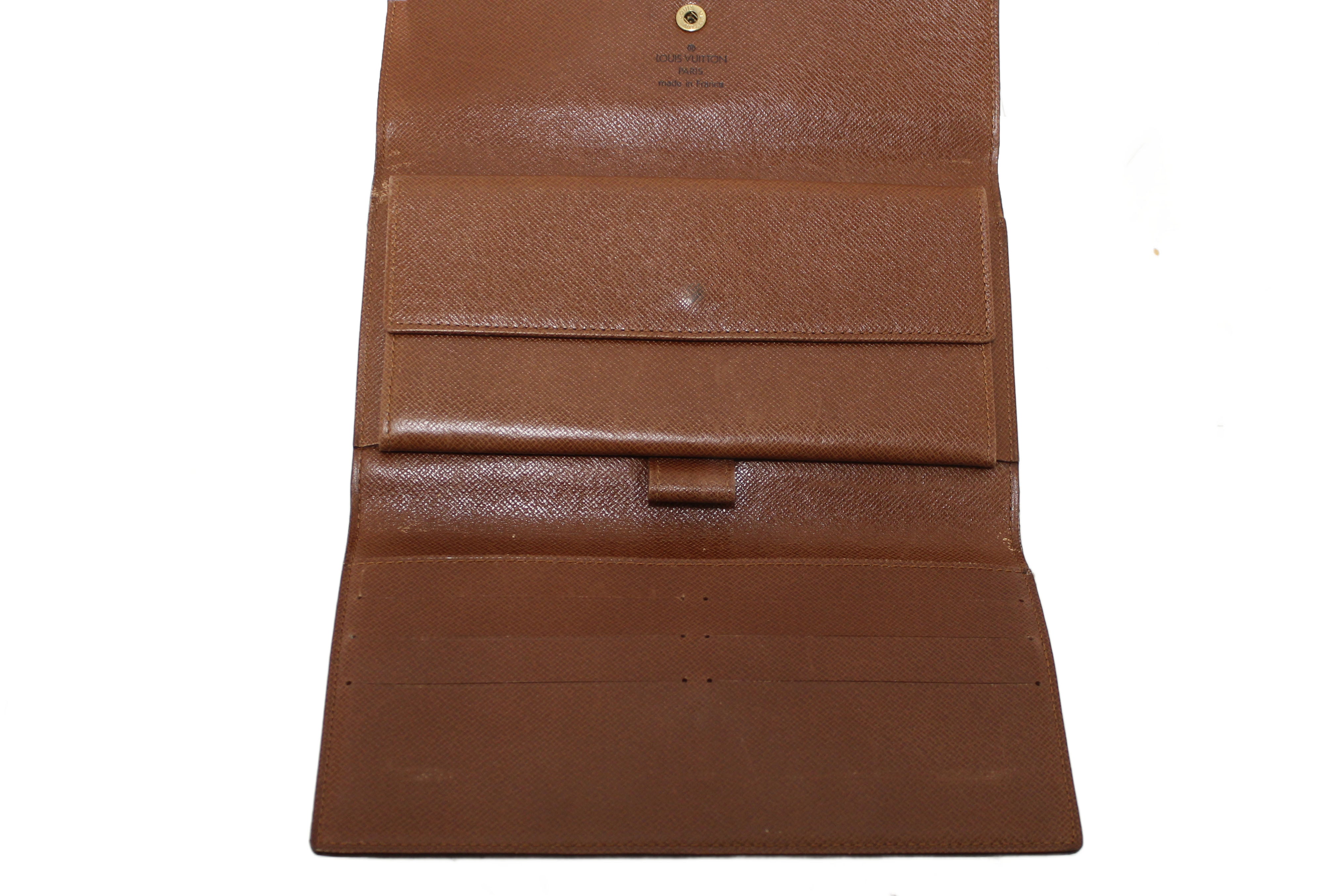 Authentic Louis Vuitton Vintage Classic Monogram Canvas PTI Long Flap Wallet