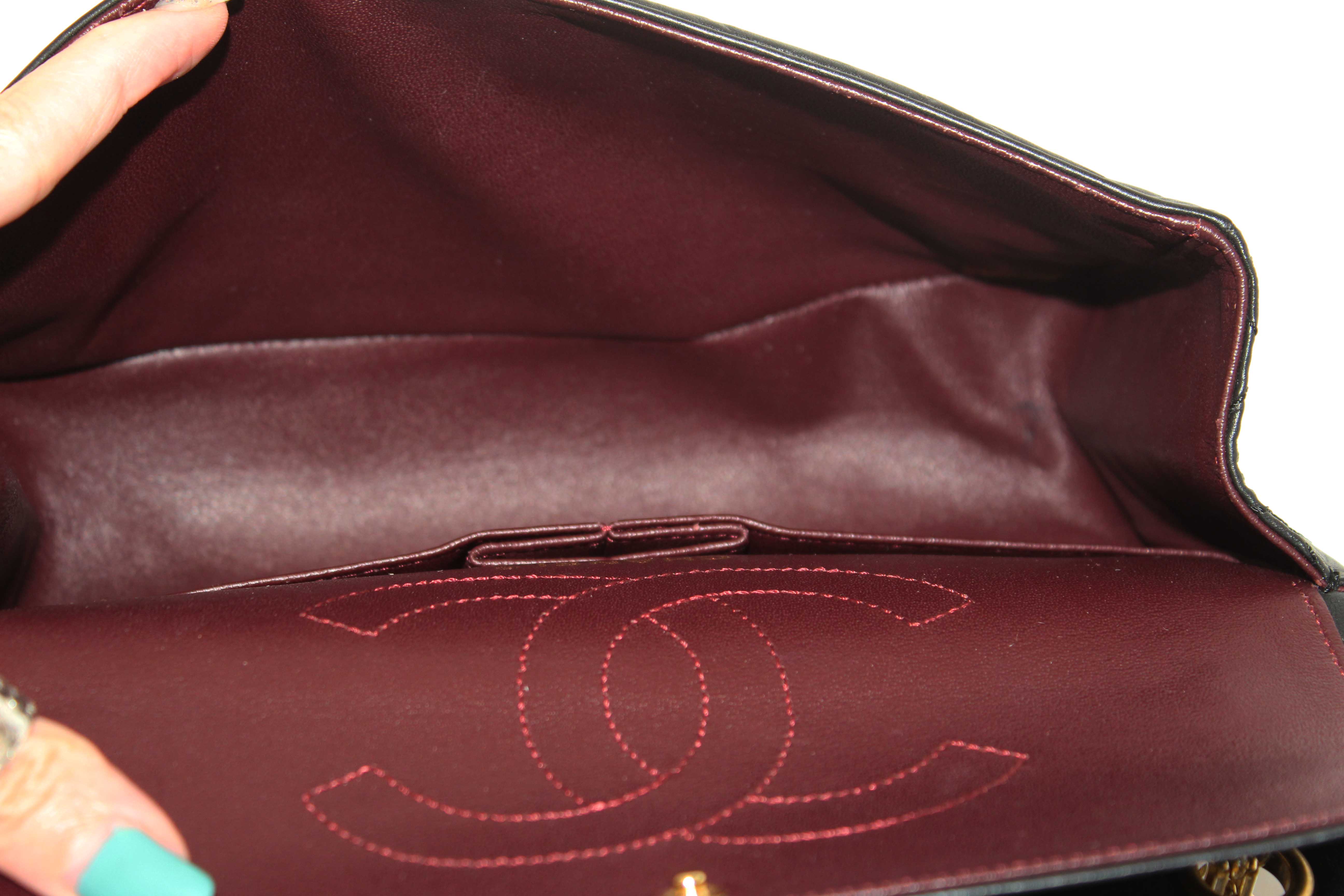 Authentic Chanel Classic Black Aged Calfskin Leather Reissue 2.55 Double Flap Bag