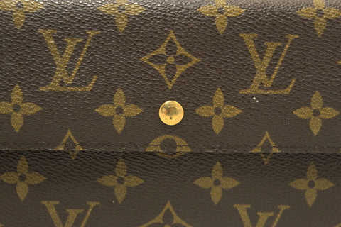 Authentic Louis Vuitton Vintage Classic Monogram Canvas PTI Long Flap Wallet