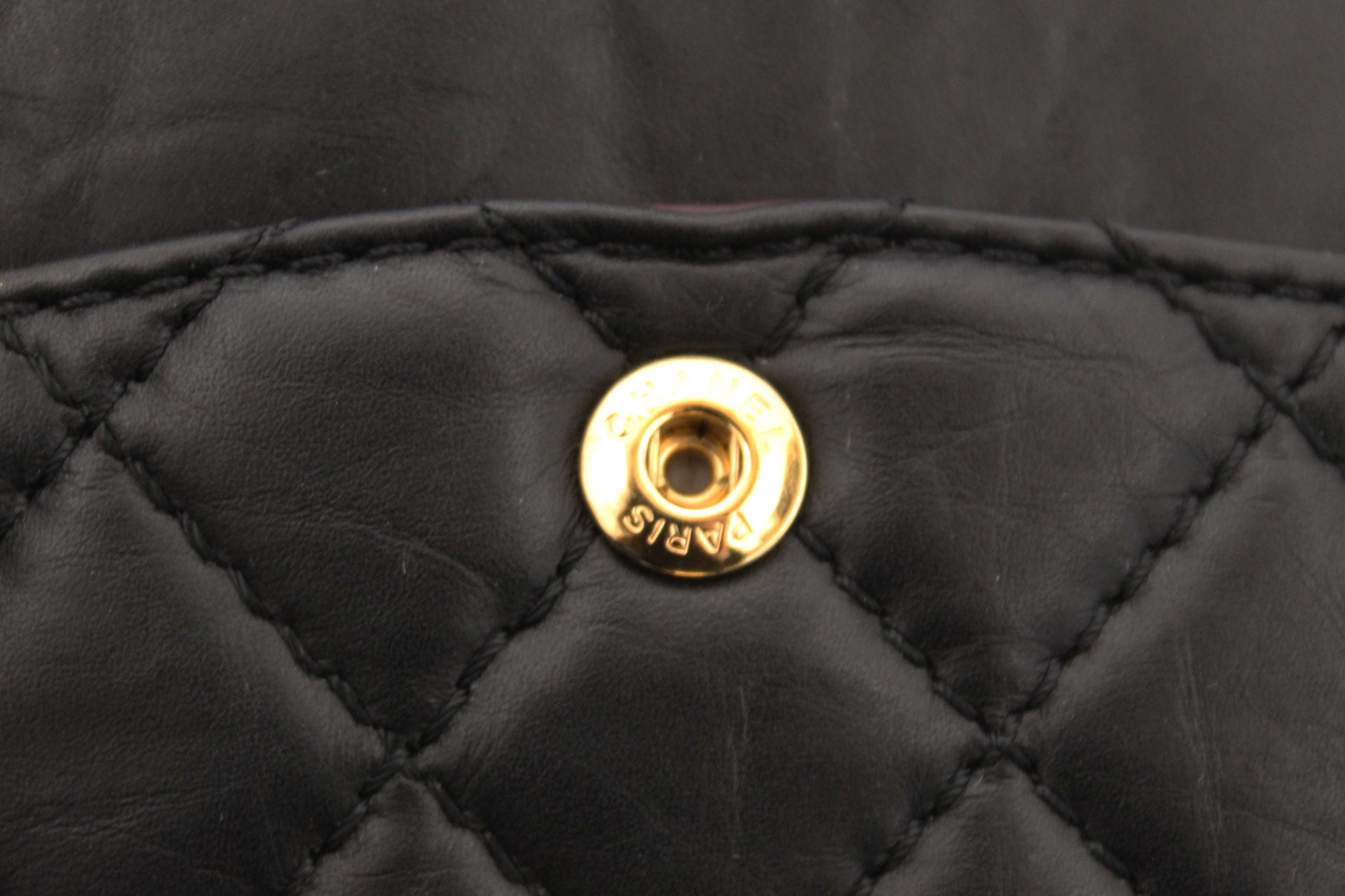 Authentic Chanel Classic Black Aged Calfskin Leather Reissue 2.55 Double Flap Bag