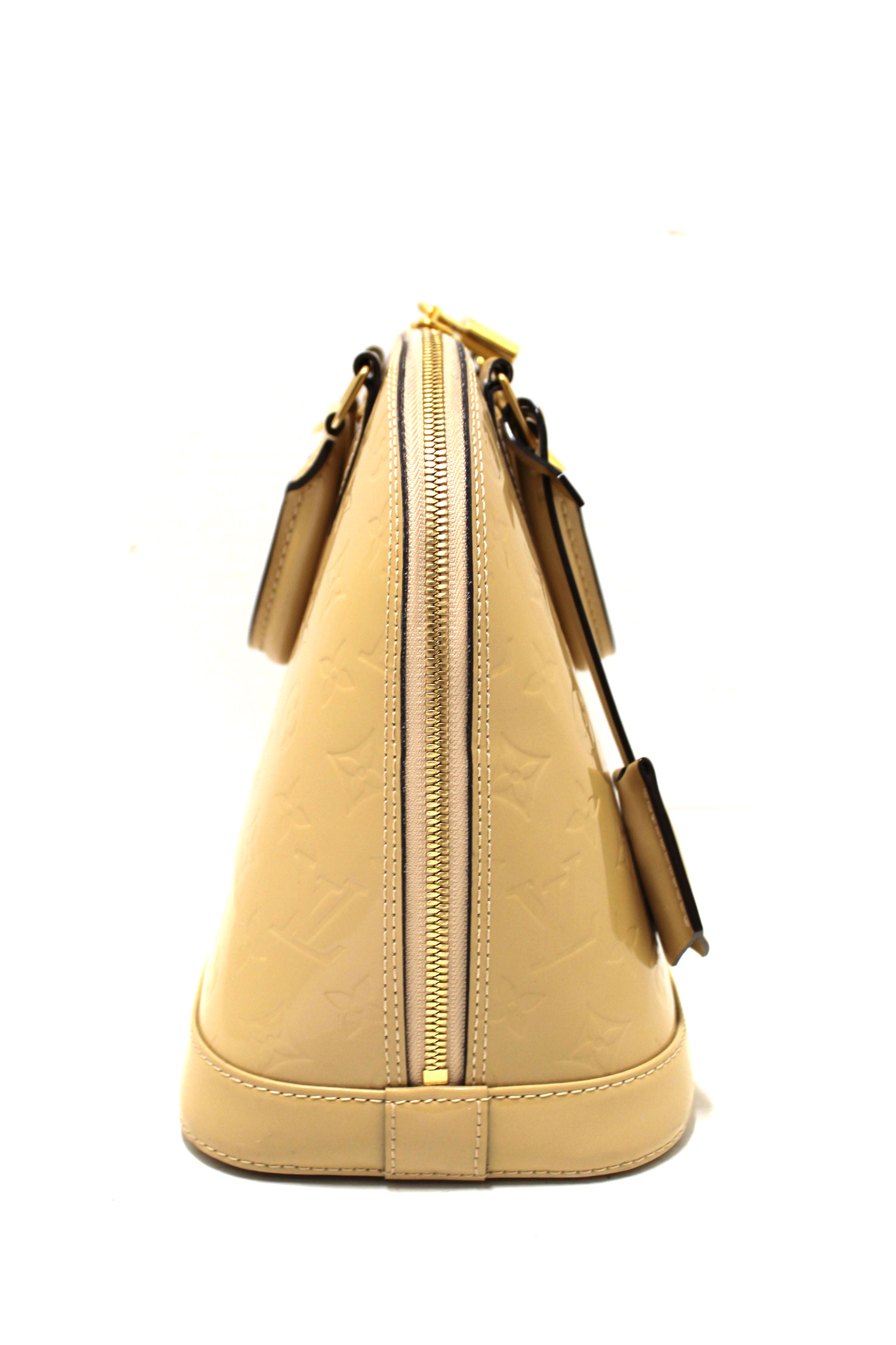 Authentic Louis Vuitton Yellow Monogram Vernis Leather Alma PM Handbag