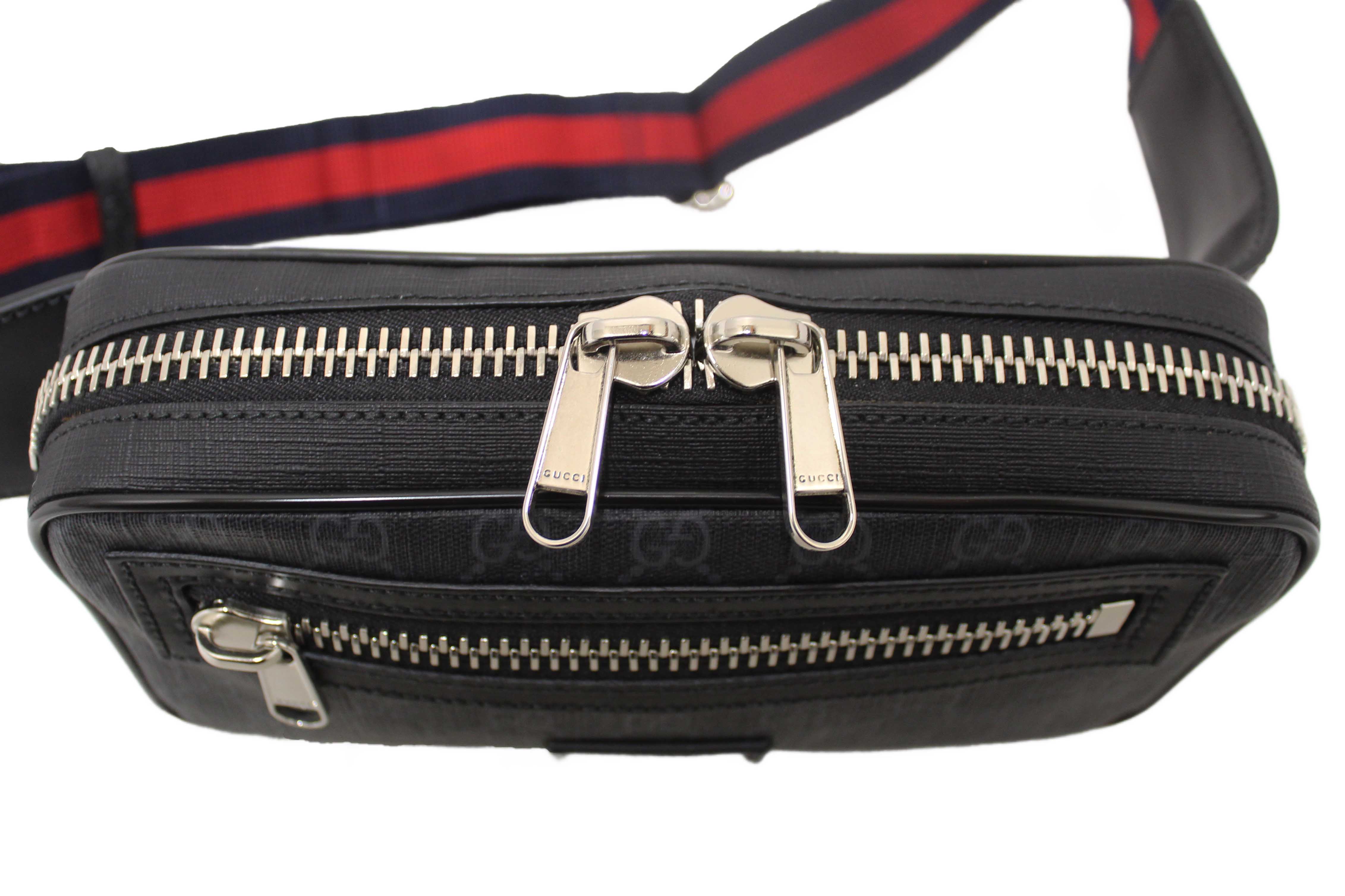 Authentic Gucci Black GG Supreme Belt Bag 474298