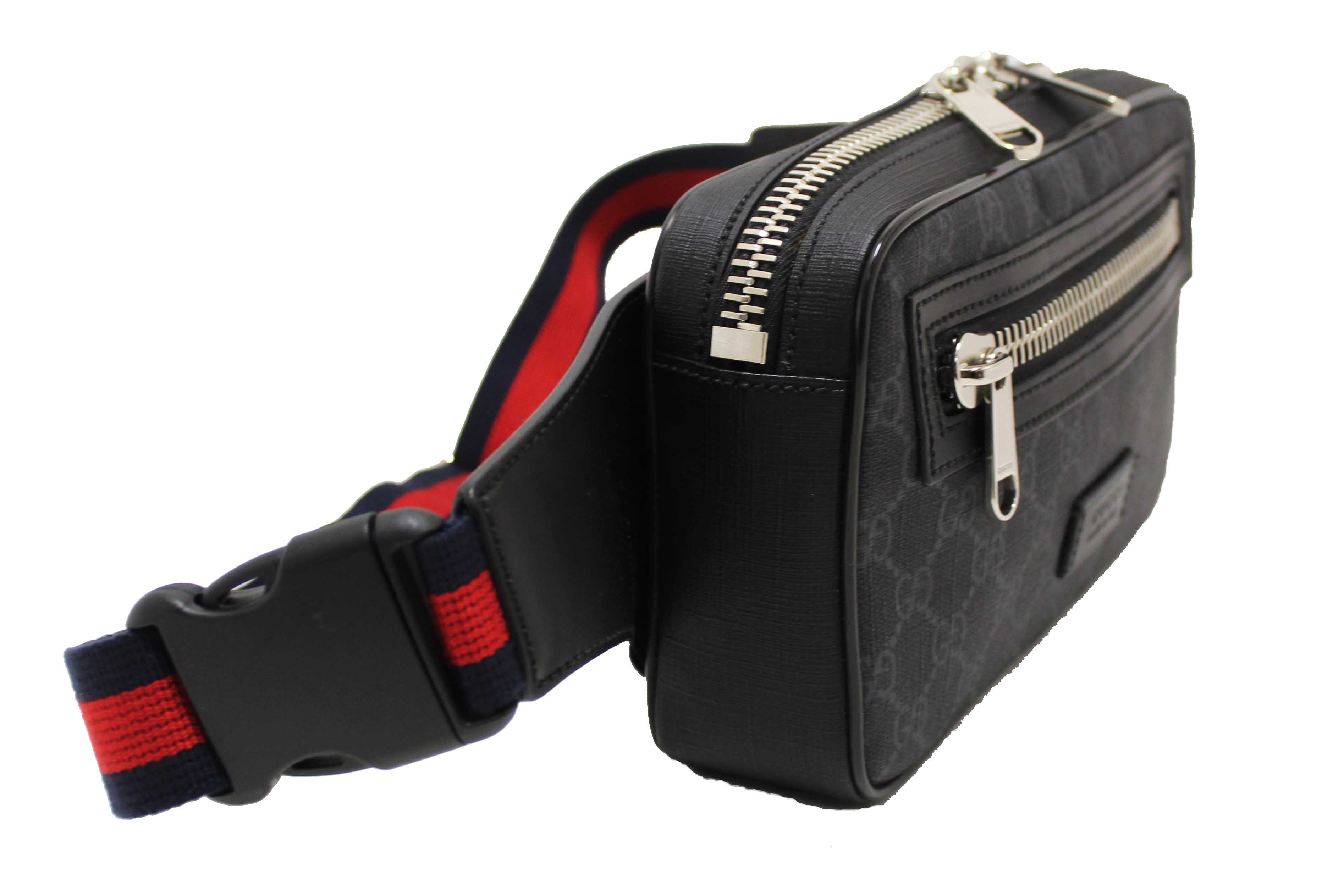 Authentic Gucci Black GG Supreme Belt Bag 474298