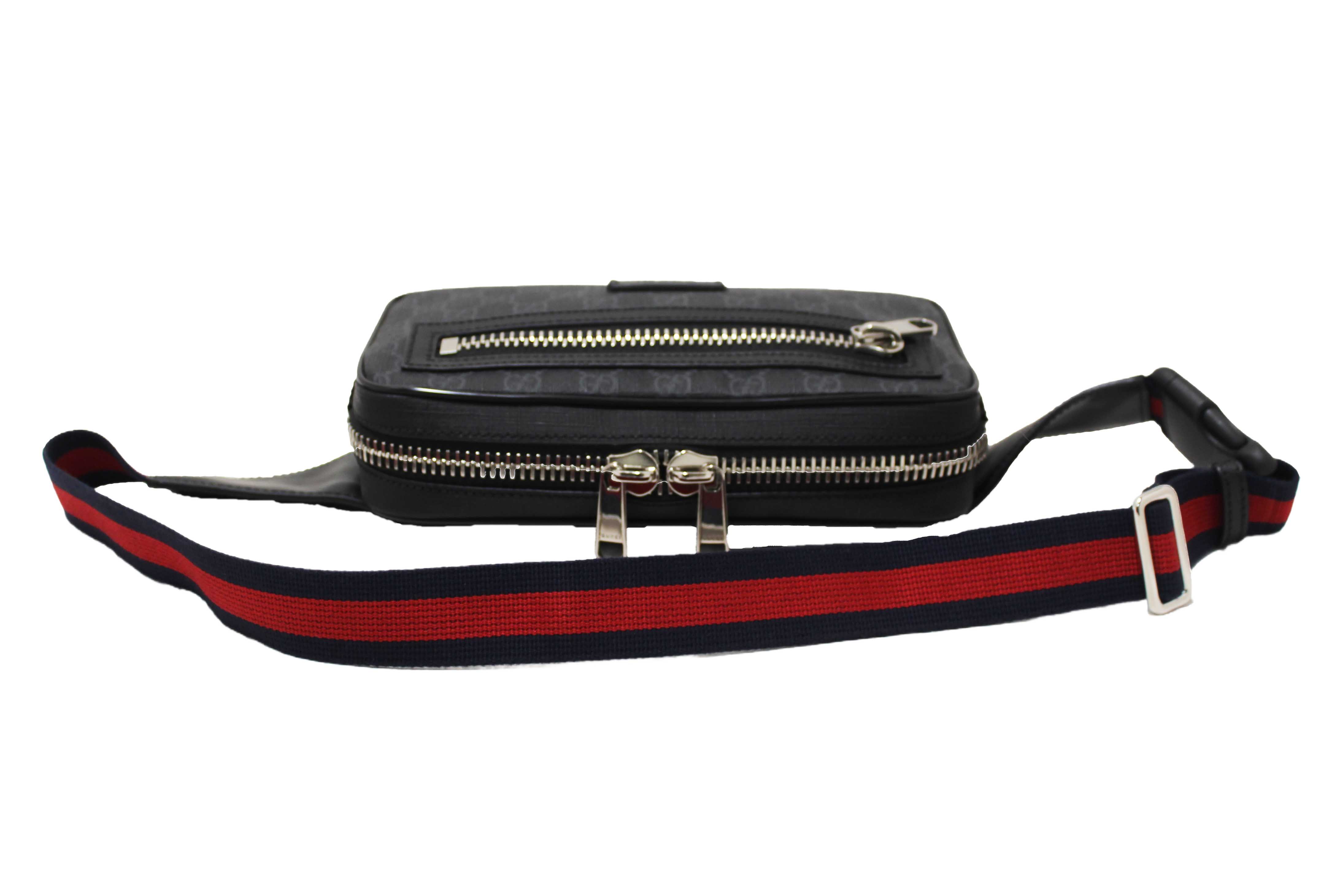 Authentic Gucci Black GG Supreme Belt Bag 474298