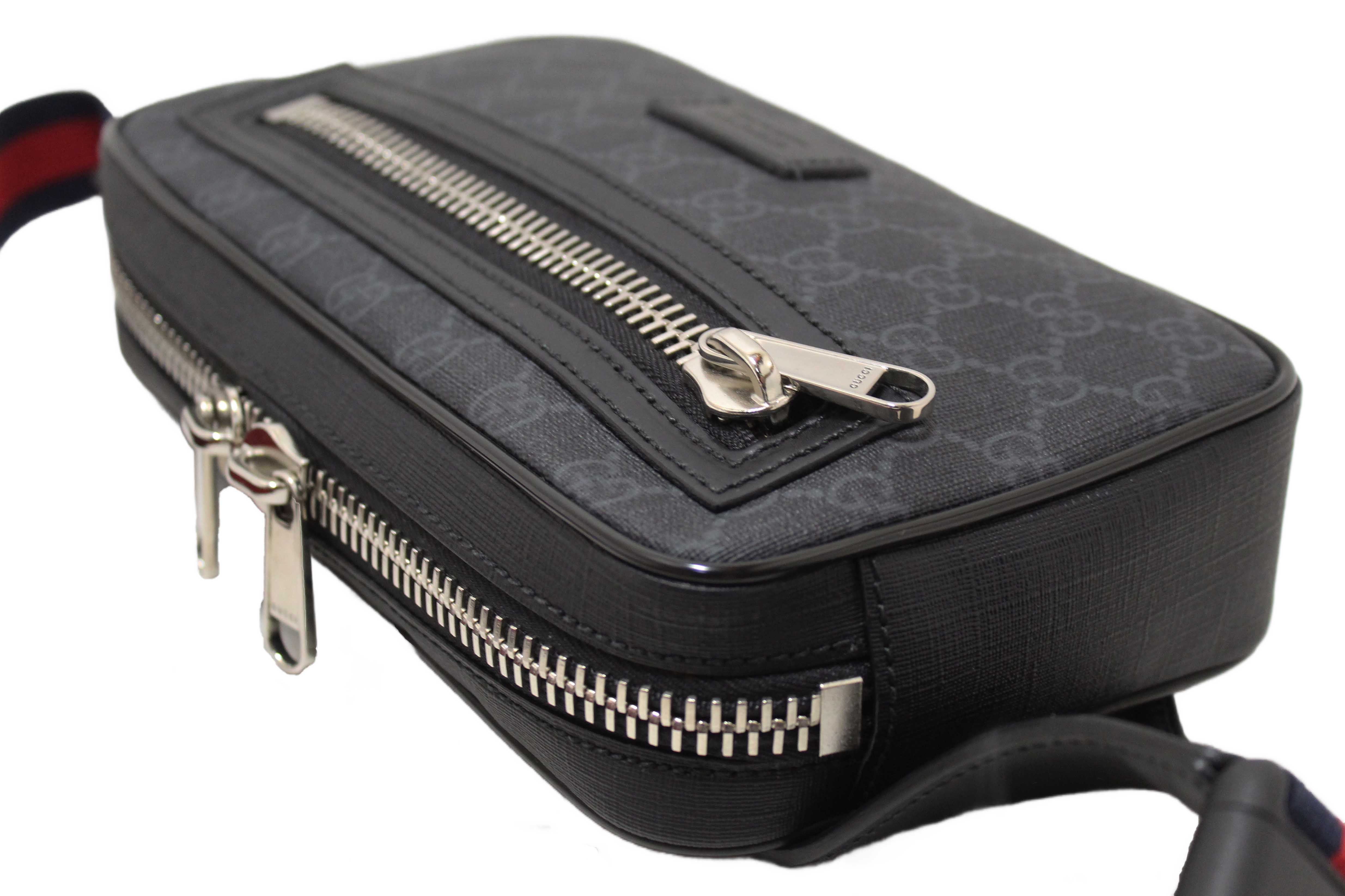 Authentic Gucci Black GG Supreme Belt Bag 474298