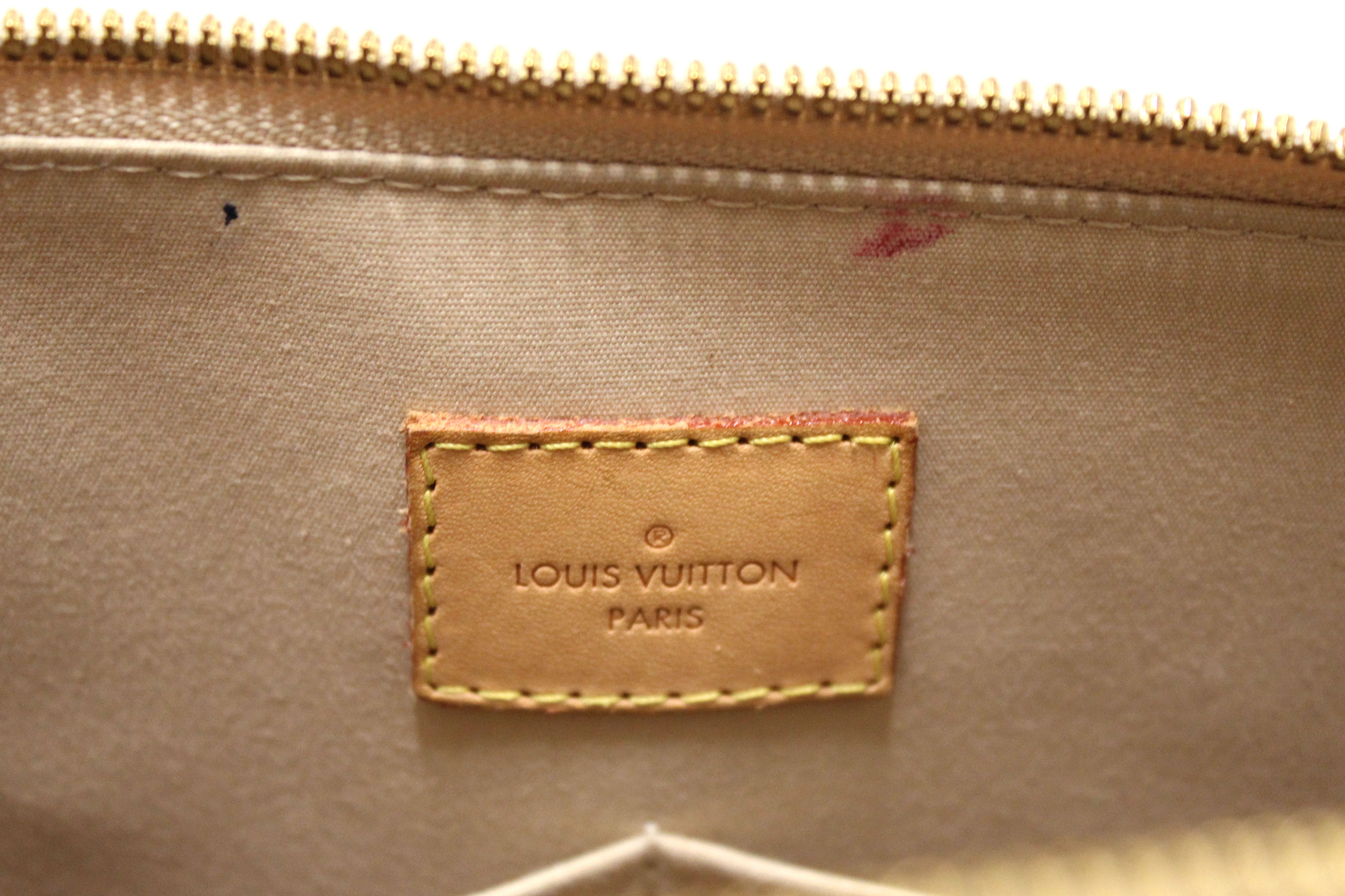 Authentic Louis Vuitton Yellow Monogram Vernis Leather Alma PM Handbag