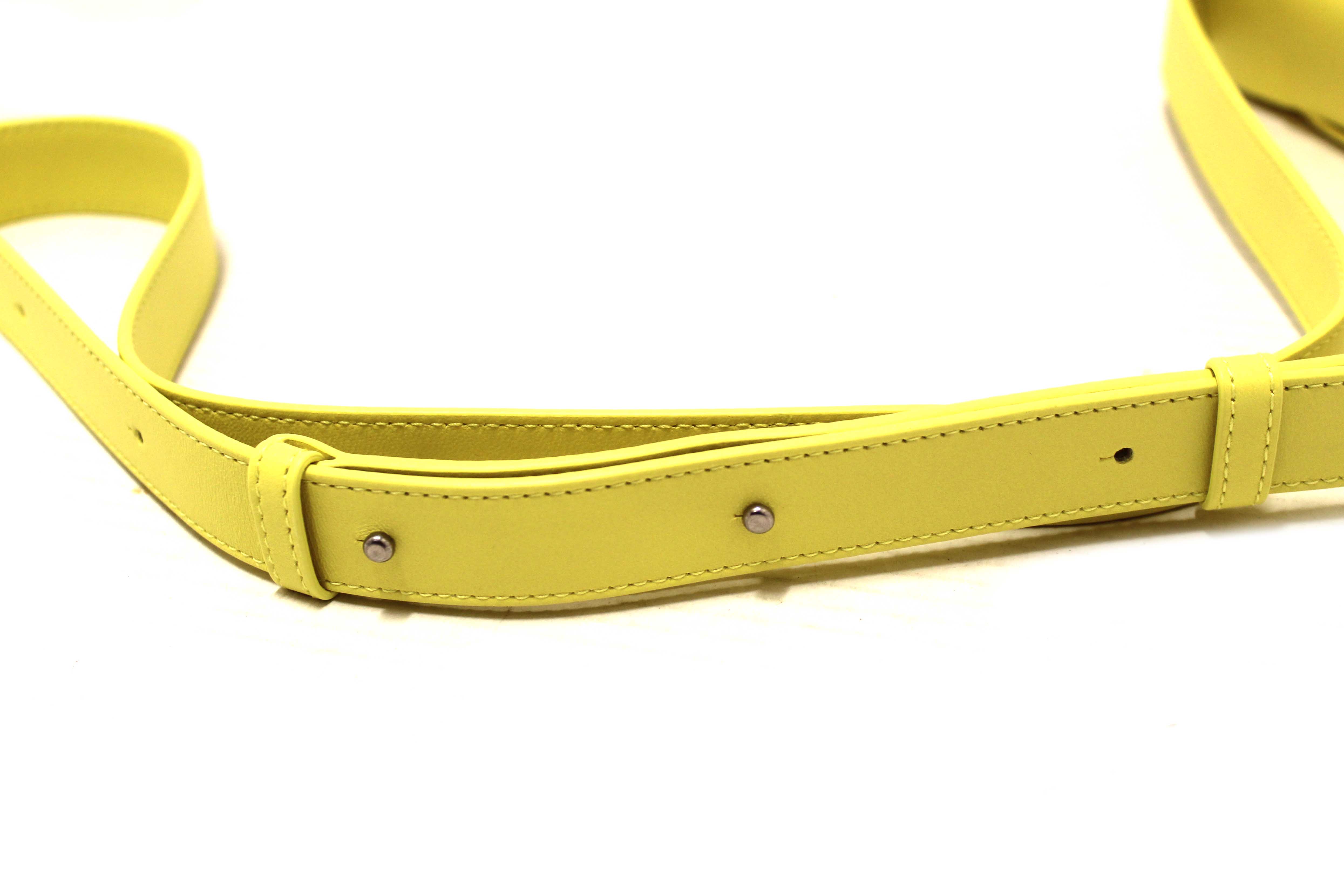 Authentic Bottega Veneta Yellow Intreccio Lambskin Leather Small Cassette Crossbody Bag