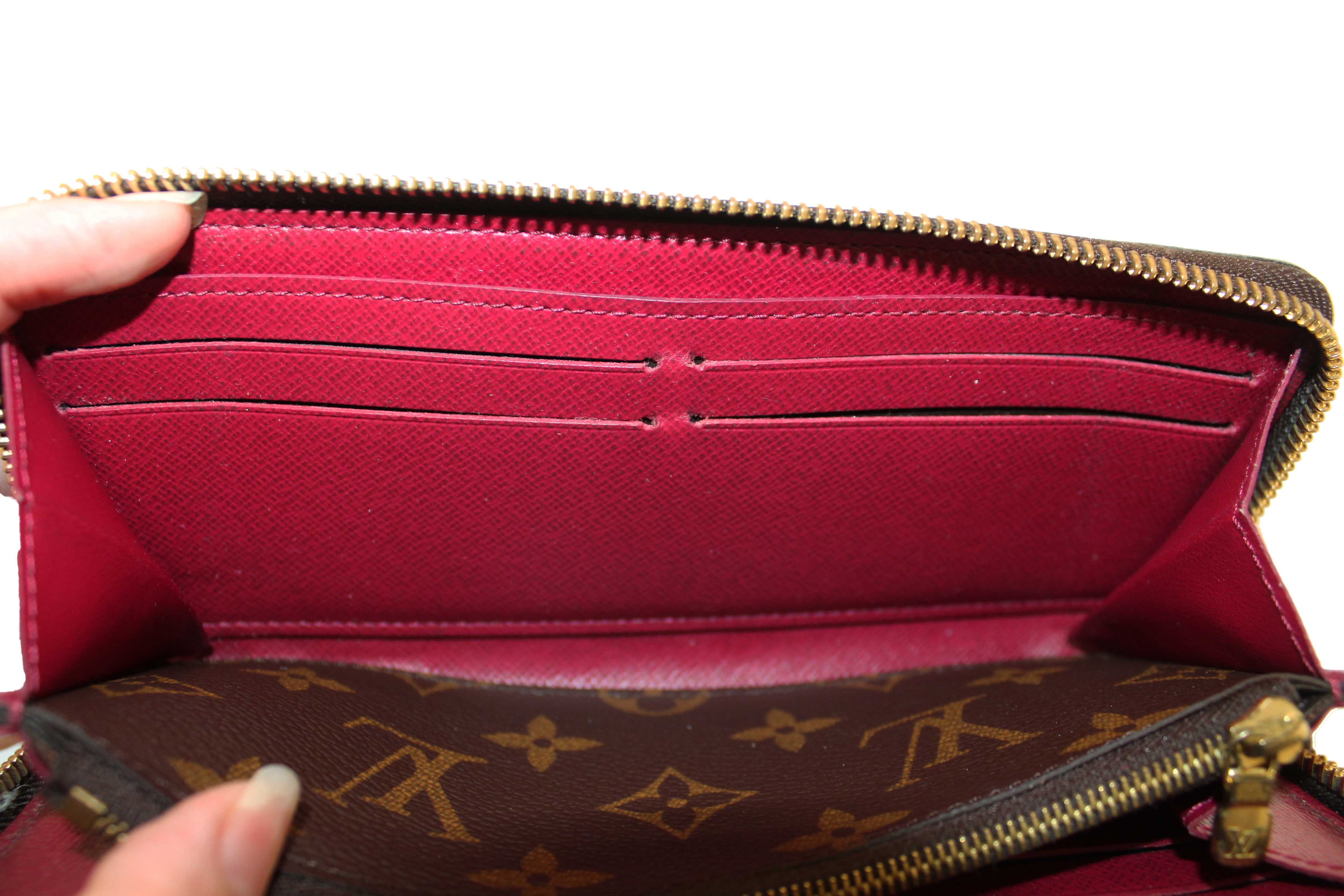 Authentic Louis Vuitton Classic Monogram Fuchsia Clemence Wallet