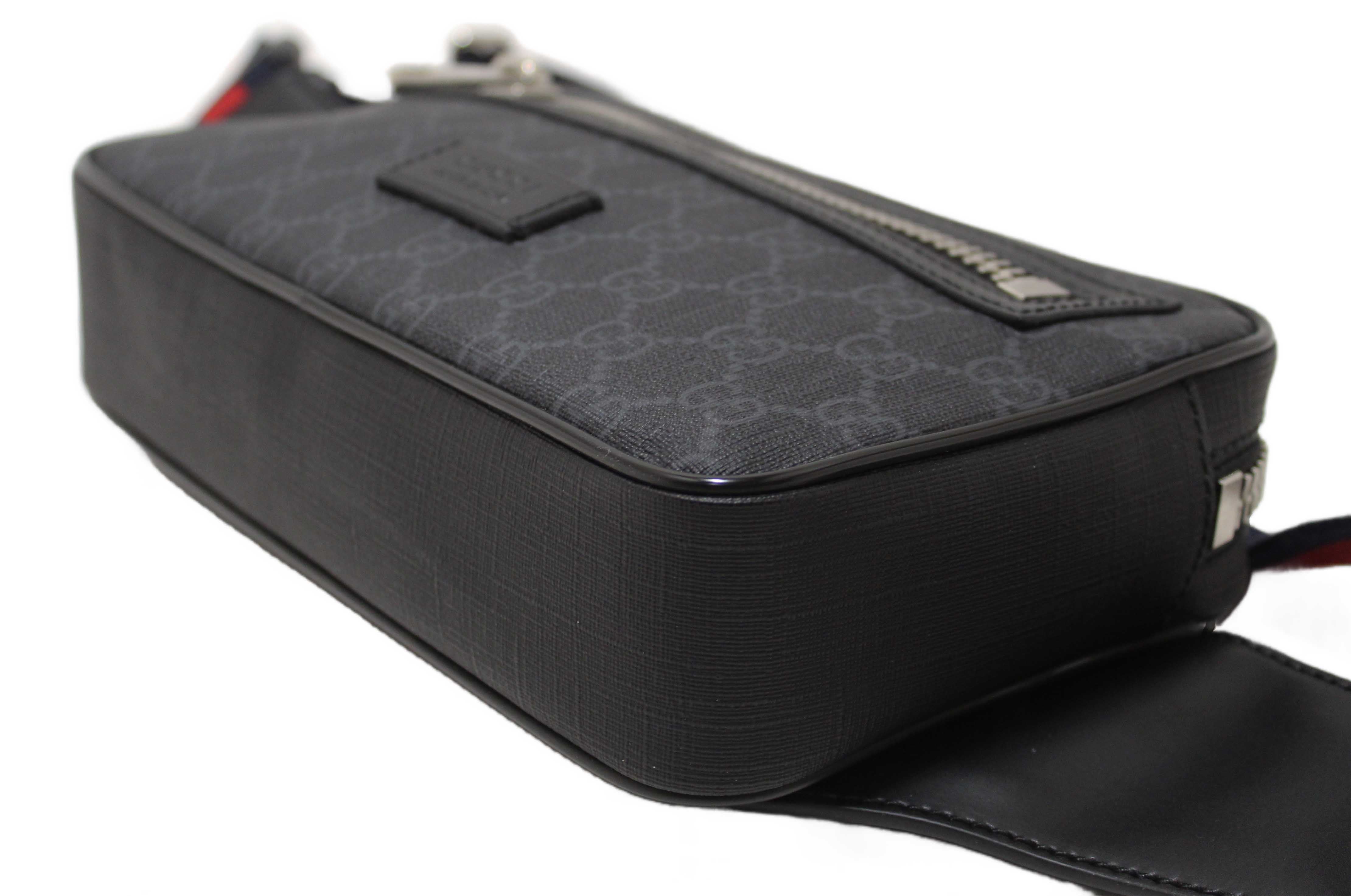 Authentic Gucci Black GG Supreme Belt Bag 474298
