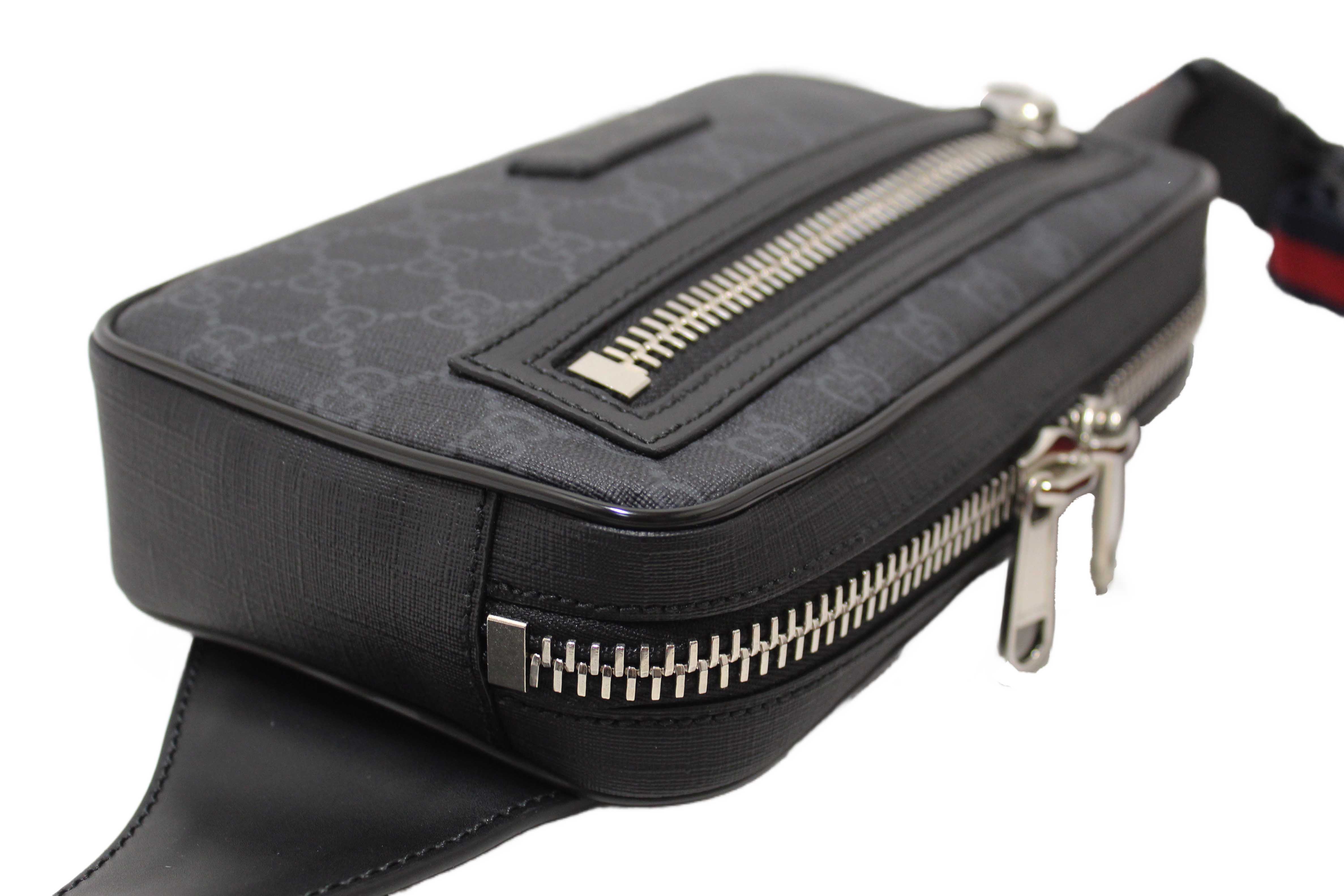 Authentic Gucci Black GG Supreme Belt Bag 474298