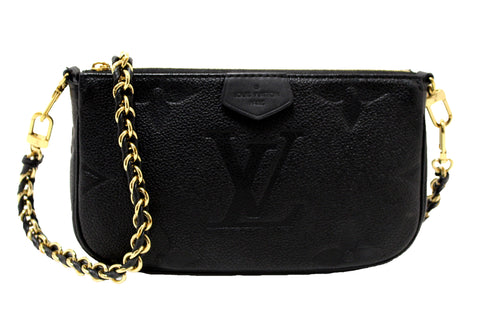 Authentic Louis Vuitton Black Monogram Empreinte Leather Pochette Shoulder Bag