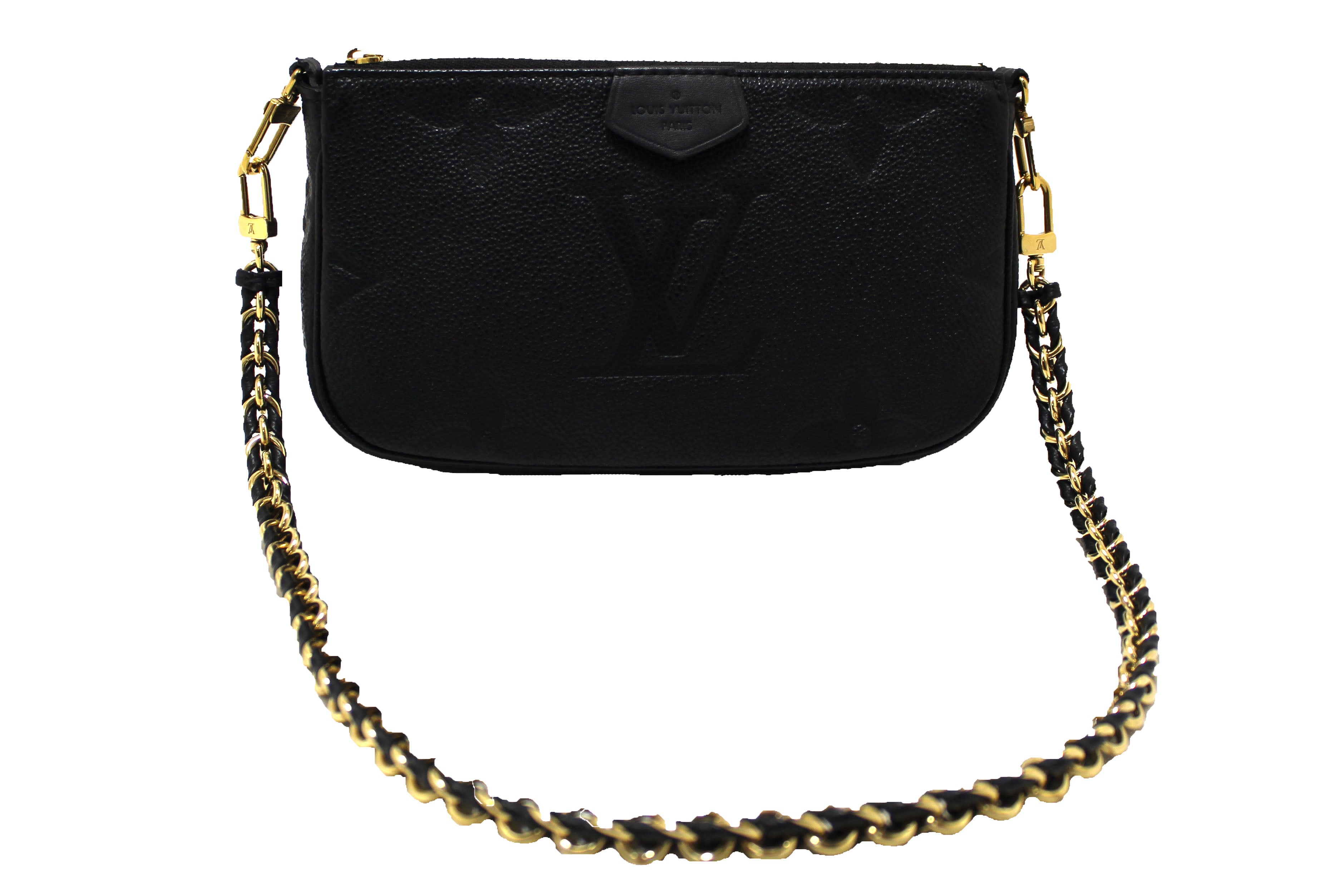 Authentic Louis Vuitton Black Monogram Empreinte Leather Pochette Shoulder Bag