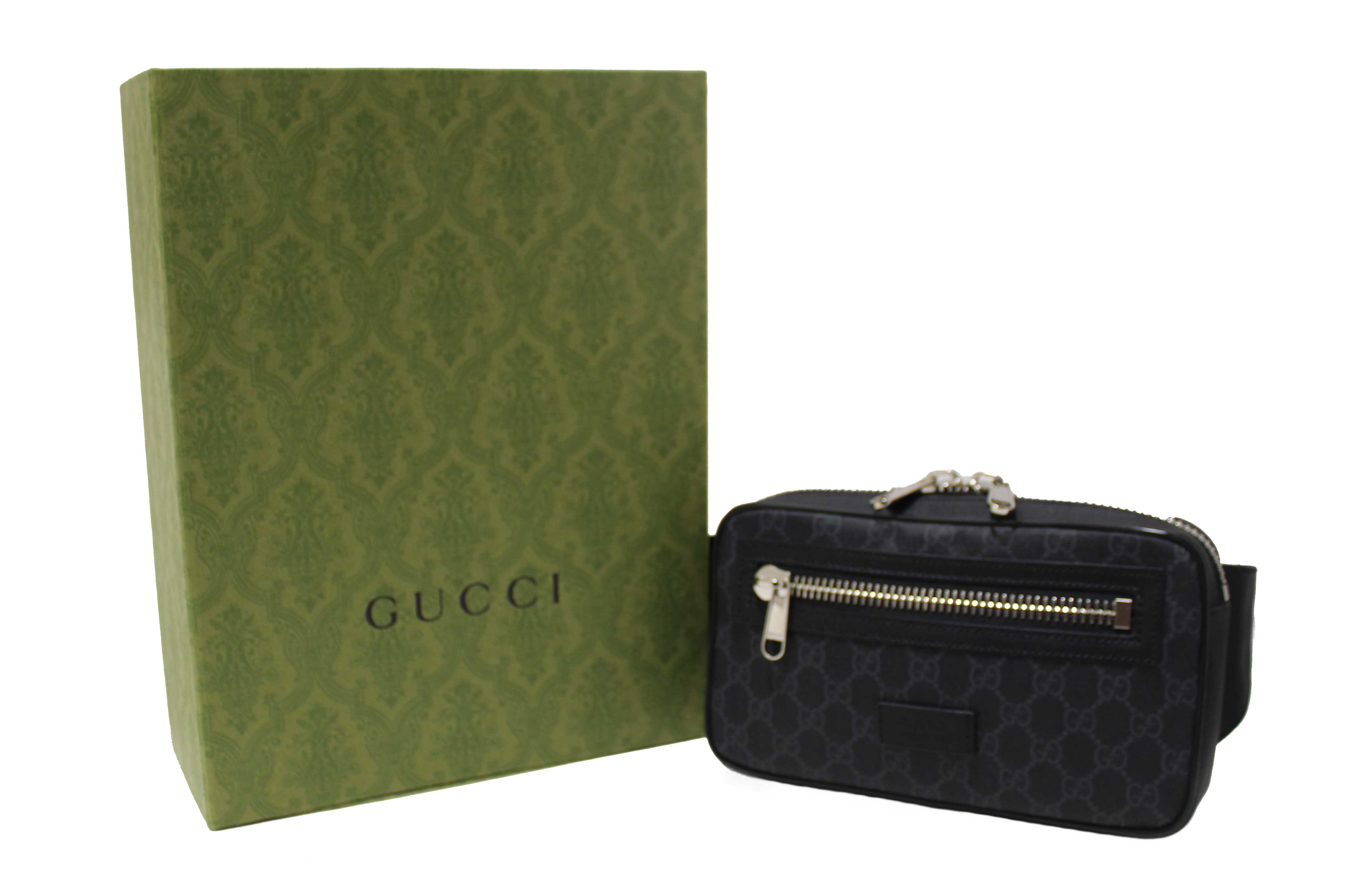 Authentic Gucci Black GG Supreme Belt Bag 474298