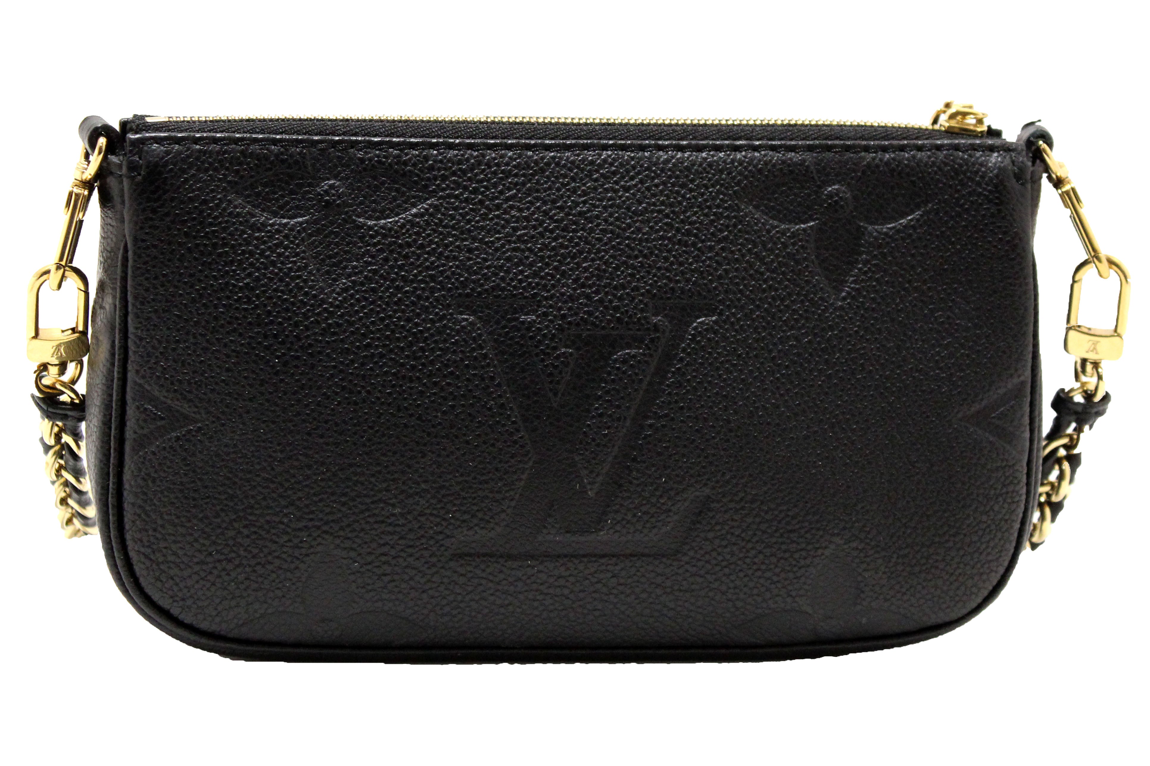 Authentic Louis Vuitton Black Monogram Empreinte Leather Pochette Shoulder Bag