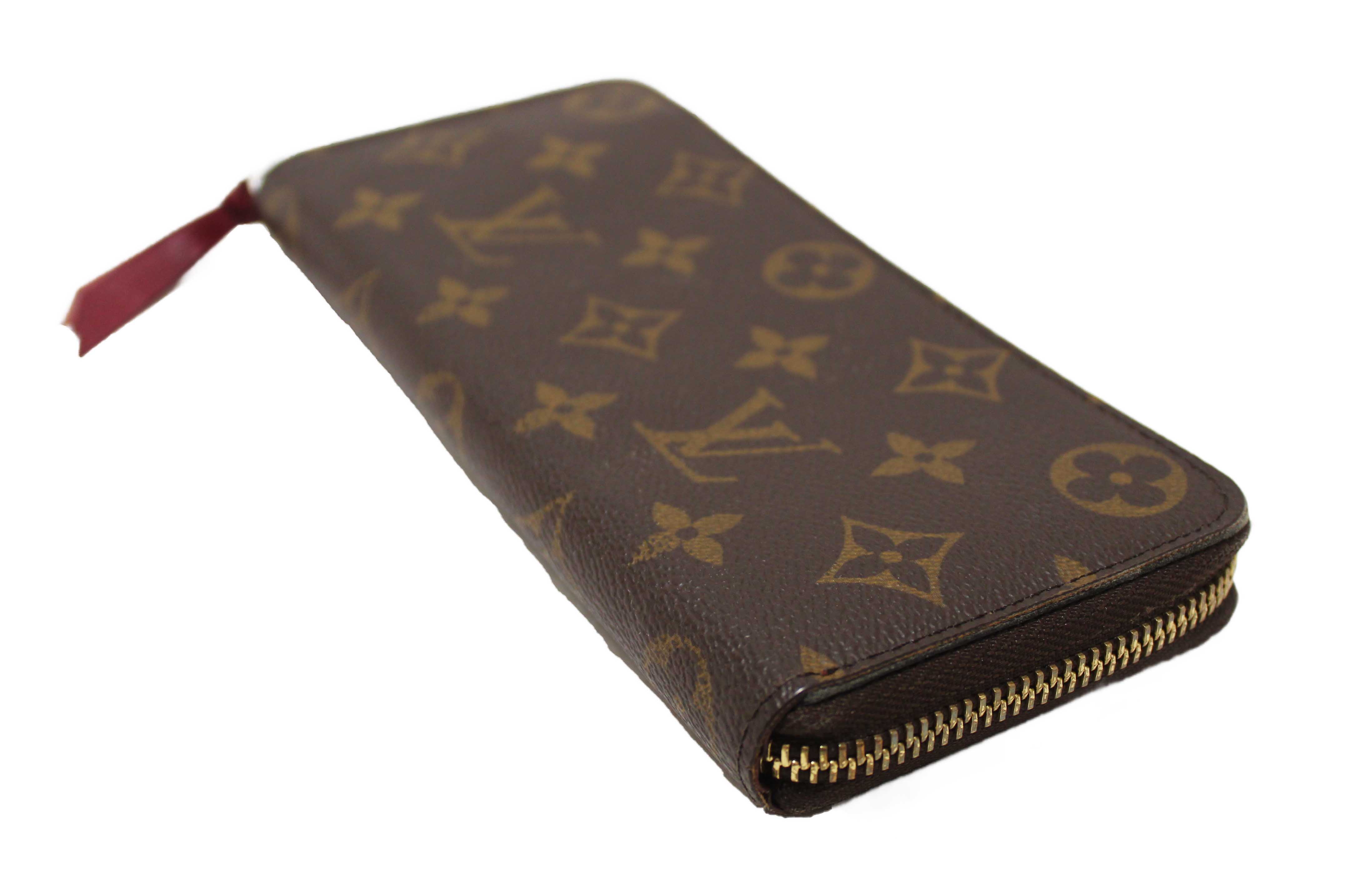 Authentic Louis Vuitton Classic Monogram Fuchsia Clemence Wallet