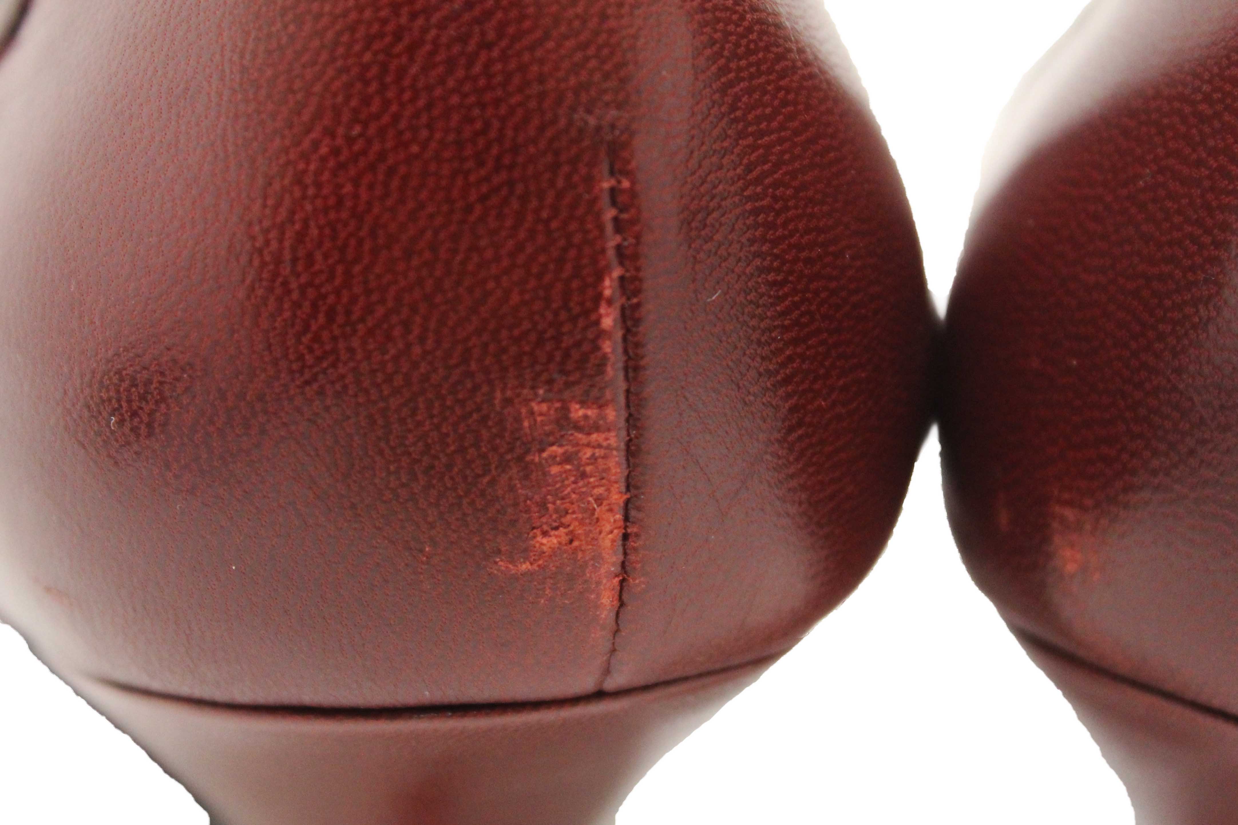 Authentic Salvatore Ferragamo Burgandy Leather Matilde Pointed Pumps Size 7C