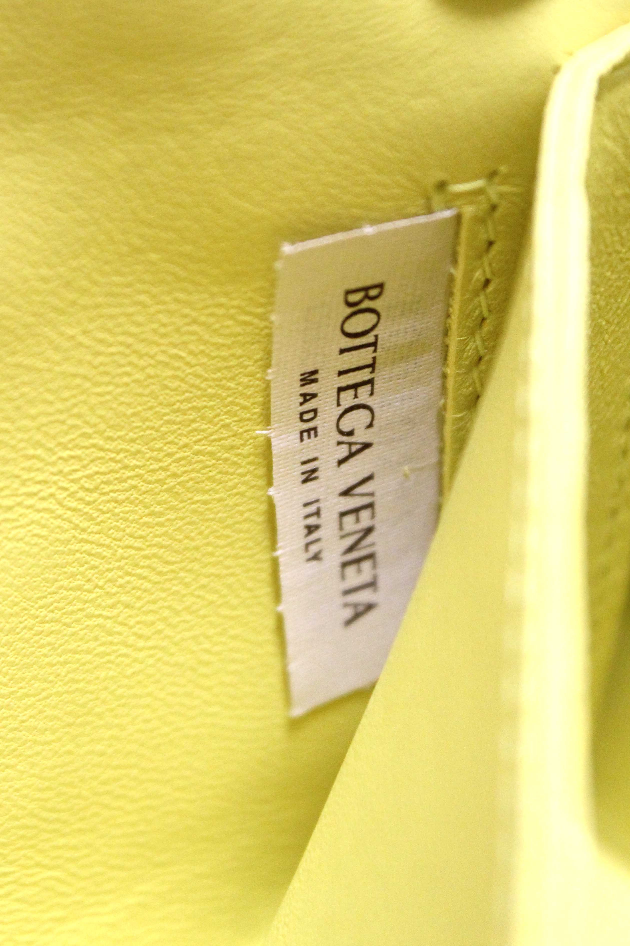 Authentic Bottega Veneta Yellow Intreccio Lambskin Leather Small Cassette Crossbody Bag