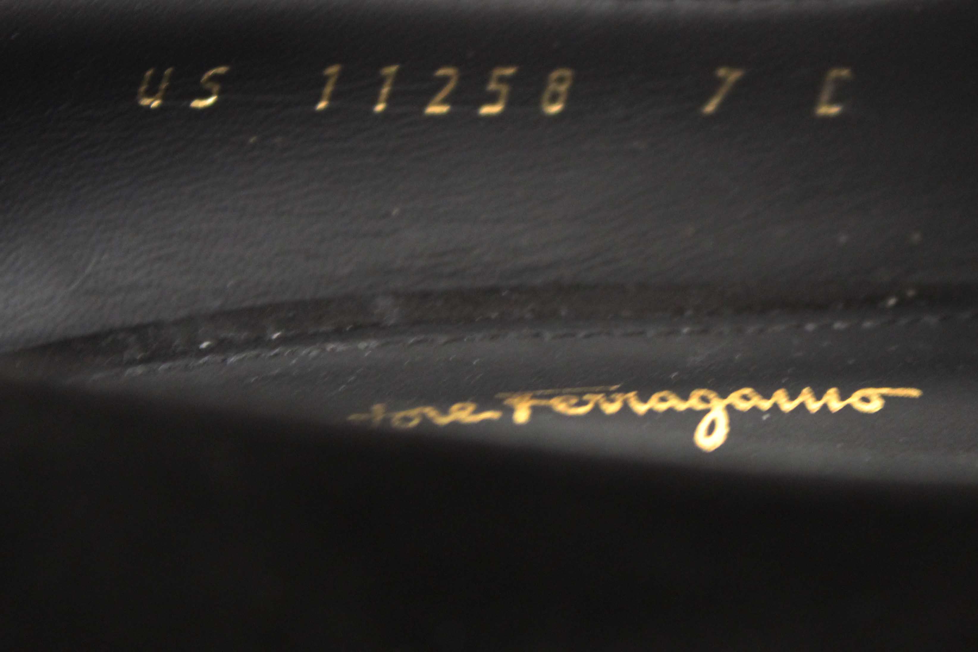 Authentic Salvatore Ferragamo Black Suede Garlate Block Heel Pump Size 7C