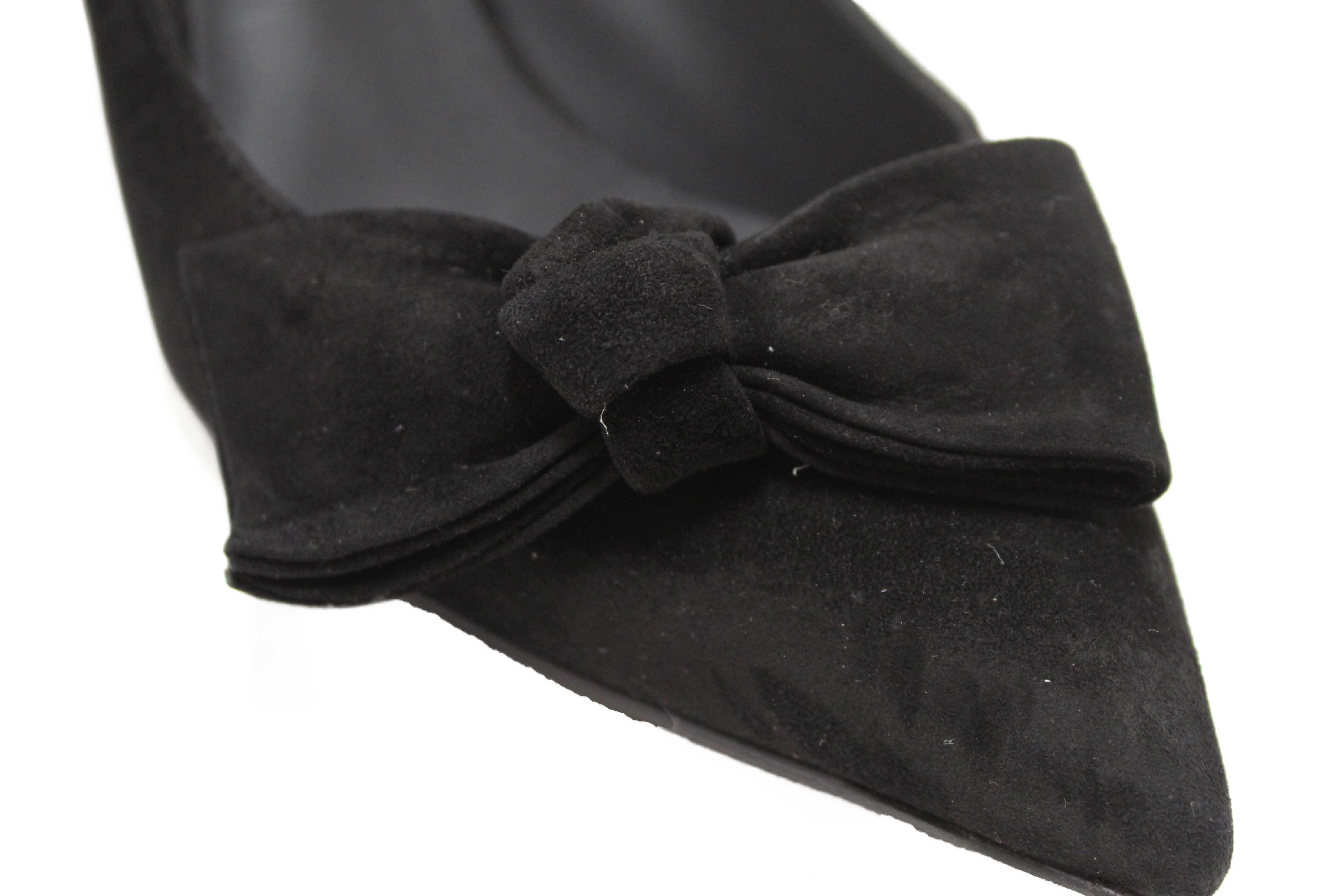 Authentic Salvatore Ferragamo Black Suede Garlate Block Heel Pump Size 7C