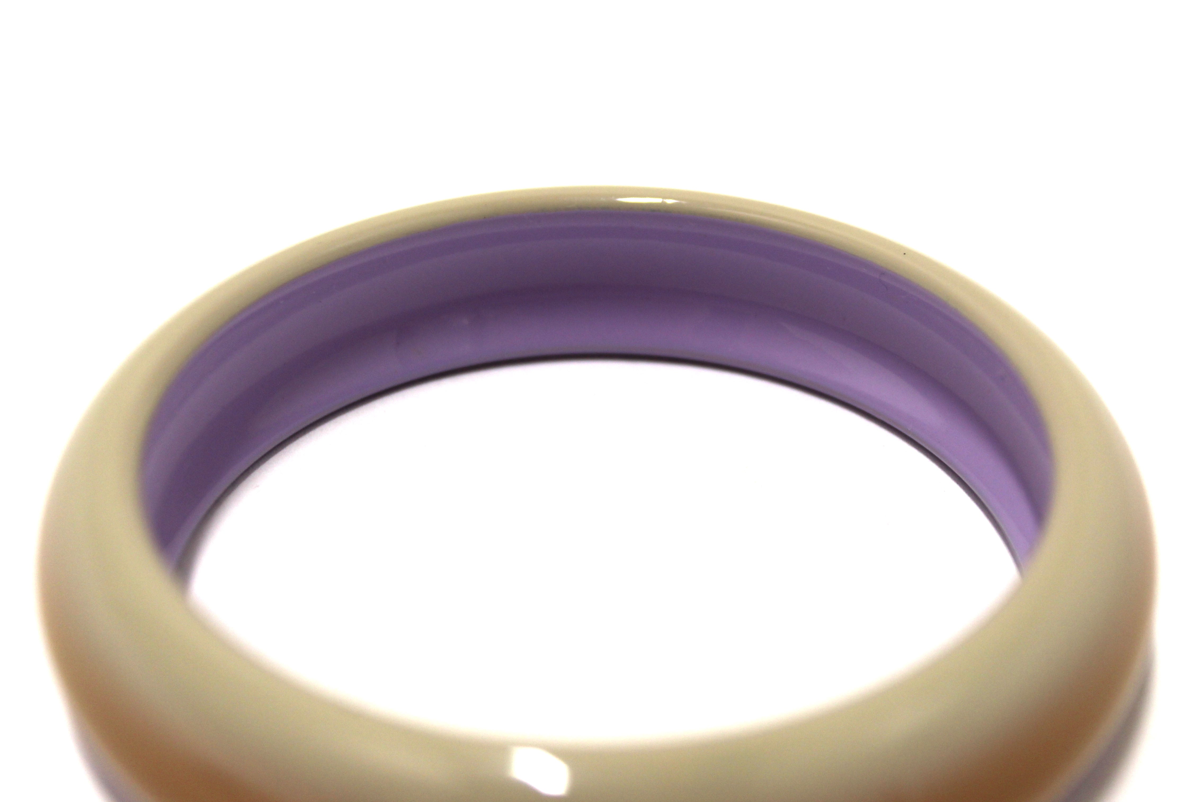 Authentic Hermes Lacquered Wood Fusion Lilac Bangle Bracelet