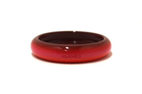 Authentic Hermes Lacquered Wood Fusion Fuchsia Bangle Bracelet
