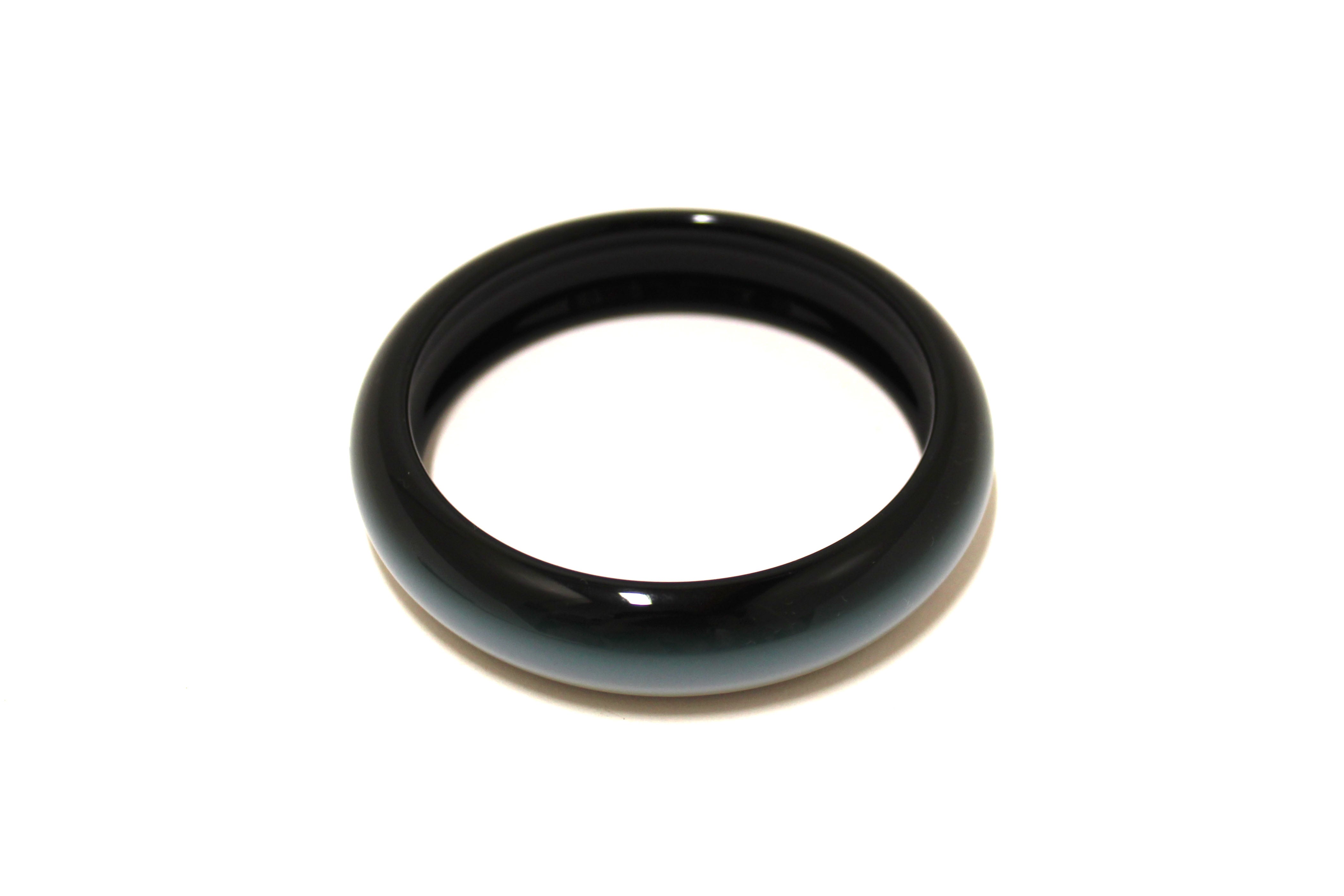 Authentic Hermes Lacquered Wood Fusion Black Bangle Bracelet