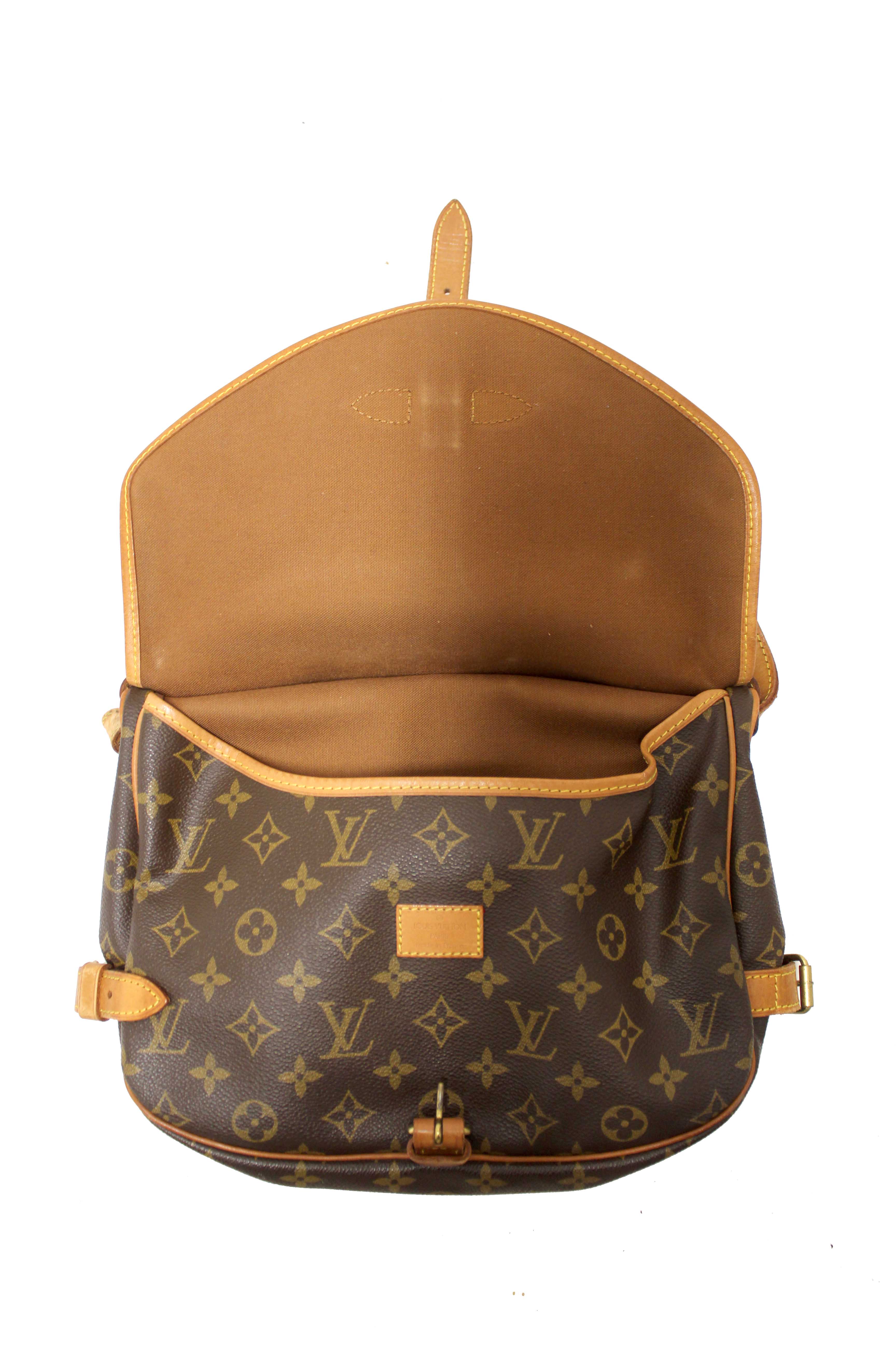 Authentic Louis Vuitton Classic Monogram Canvas Saumur 30 Messenger Bag