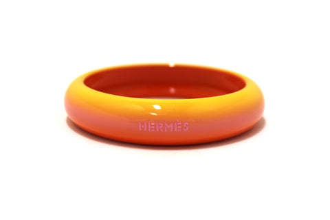 Authentic Hermes Lacquered Wood Fusion Orange Bangle Bracelet
