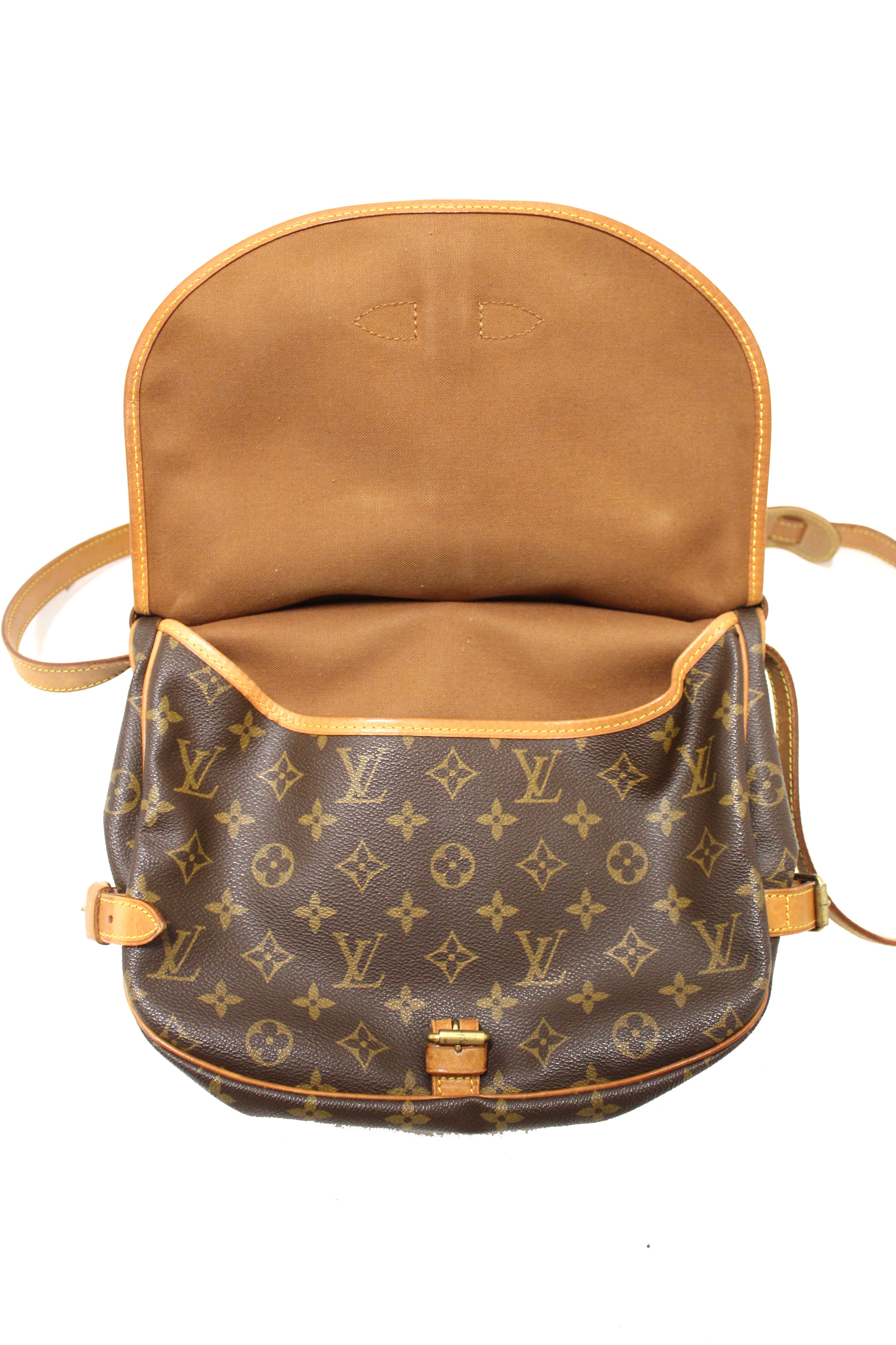 Authentic Louis Vuitton Classic Monogram Canvas Saumur 30 Messenger Bag