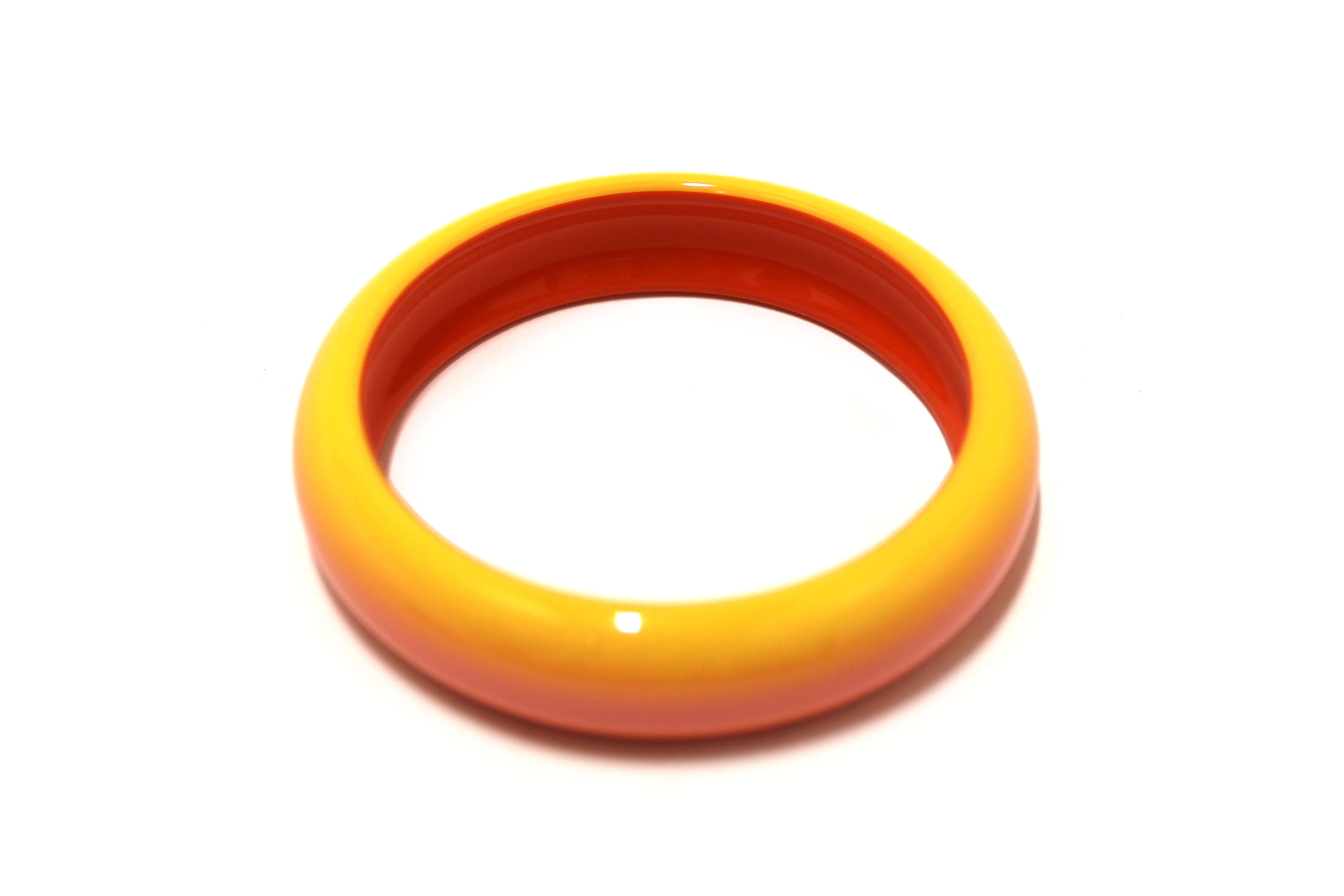 Authentic Hermes Lacquered Wood Fusion Orange Bangle Bracelet