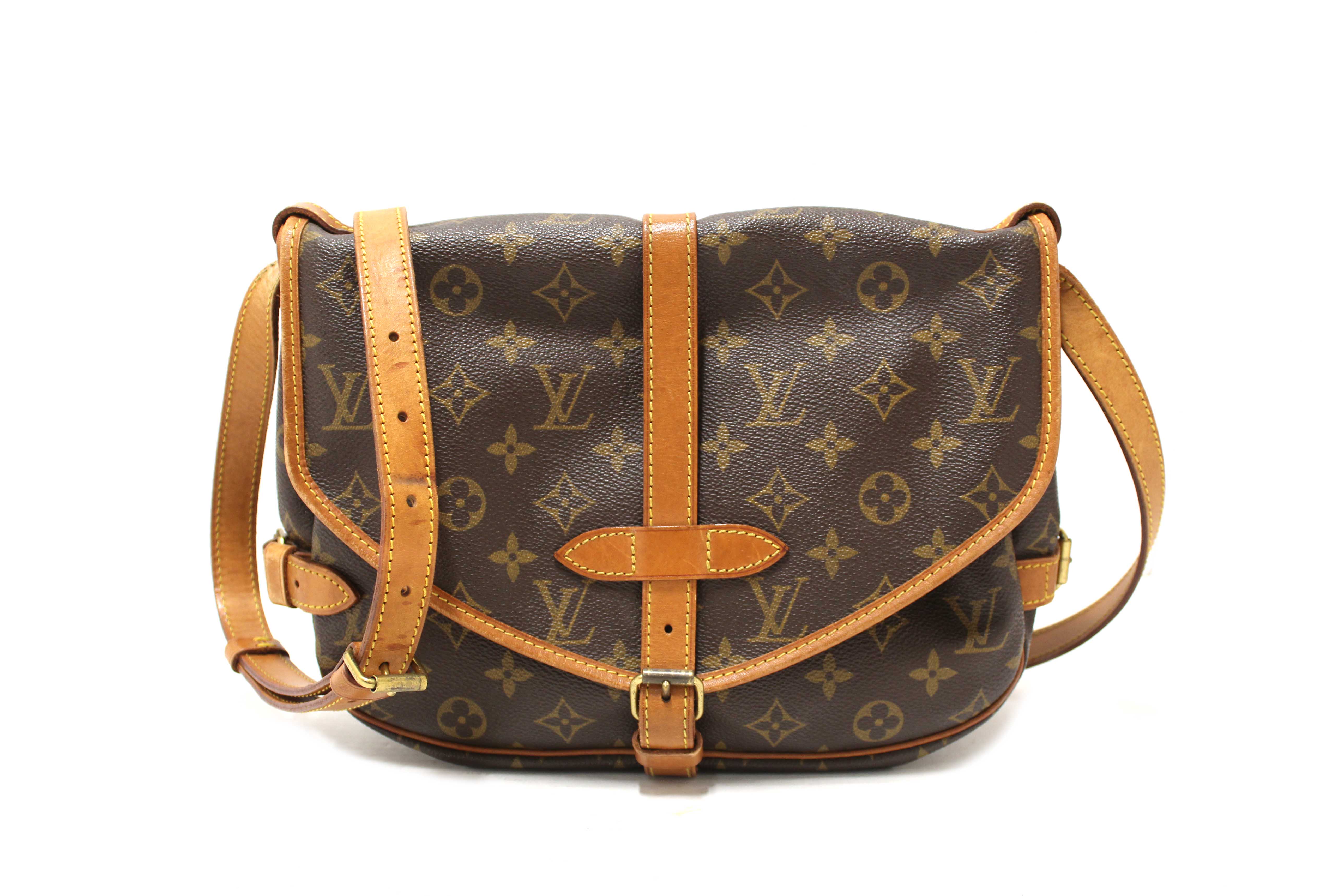 Authentic Louis Vuitton Classic Monogram Canvas Saumur 30 Messenger Bag