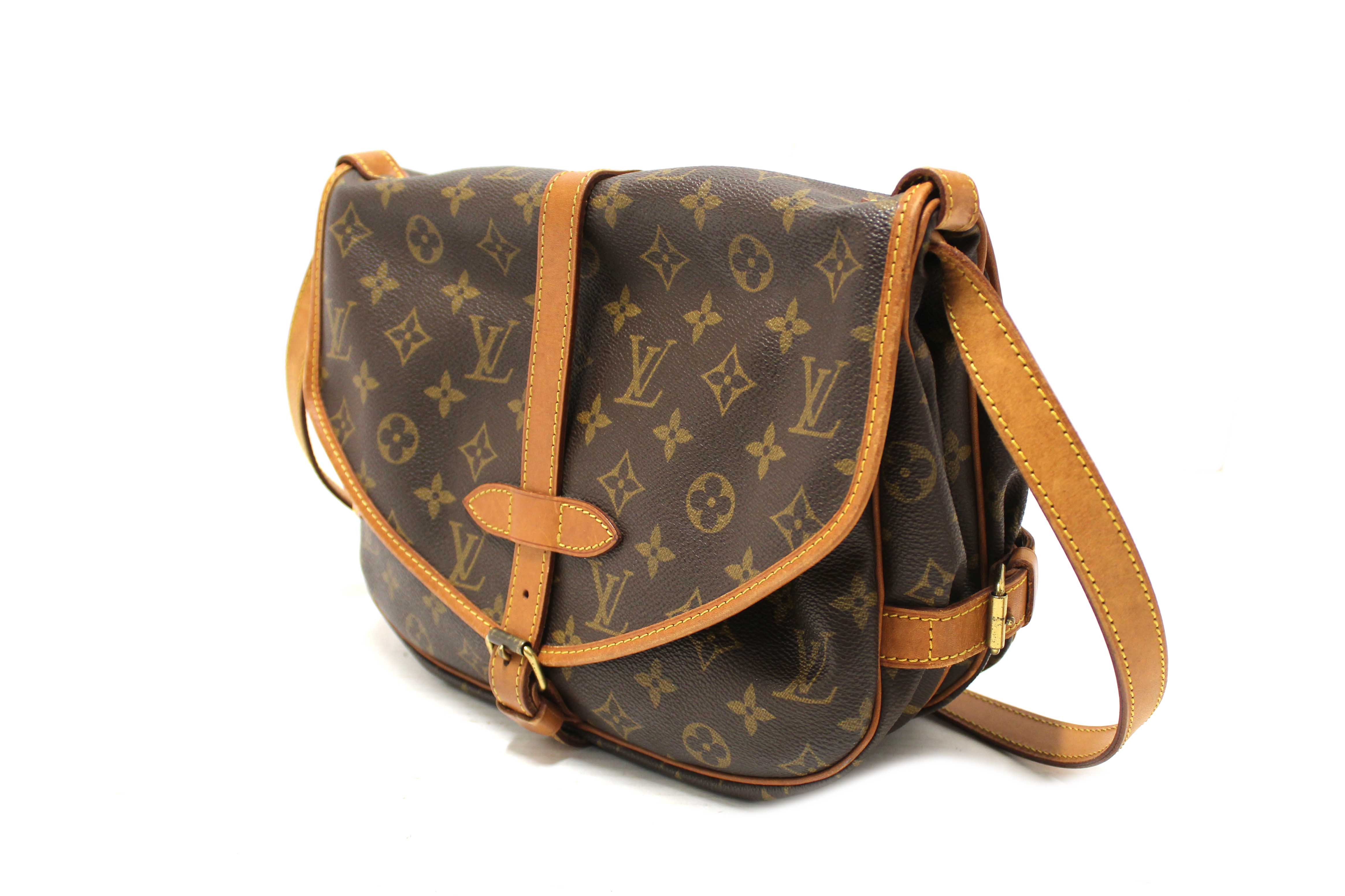 Authentic Louis Vuitton Classic Monogram Canvas Saumur 30 Messenger Bag