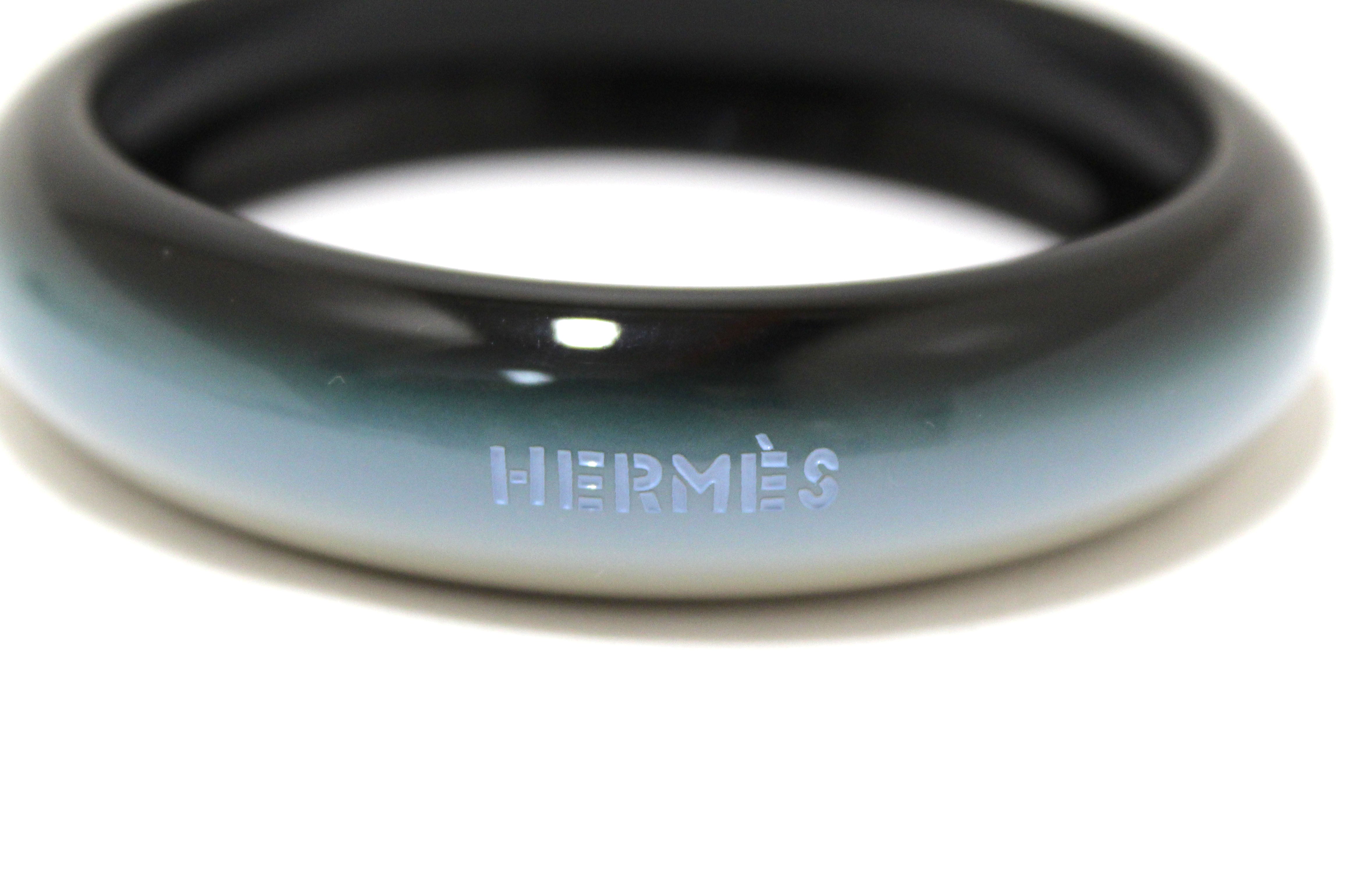 Authentic Hermes Lacquered Wood Fusion Black Bangle Bracelet