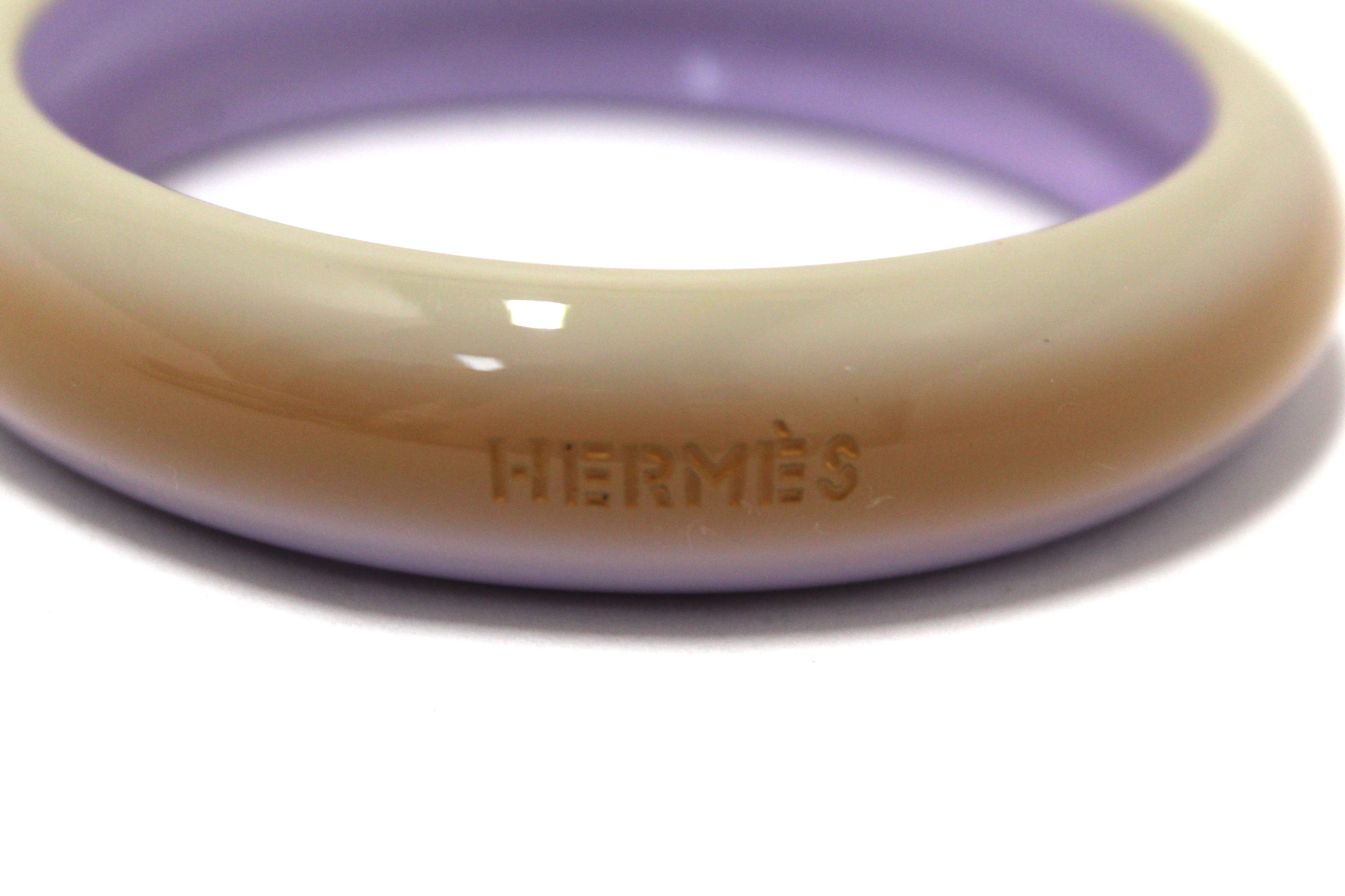 Authentic Hermes Lacquered Wood Fusion Lilac Bangle Bracelet