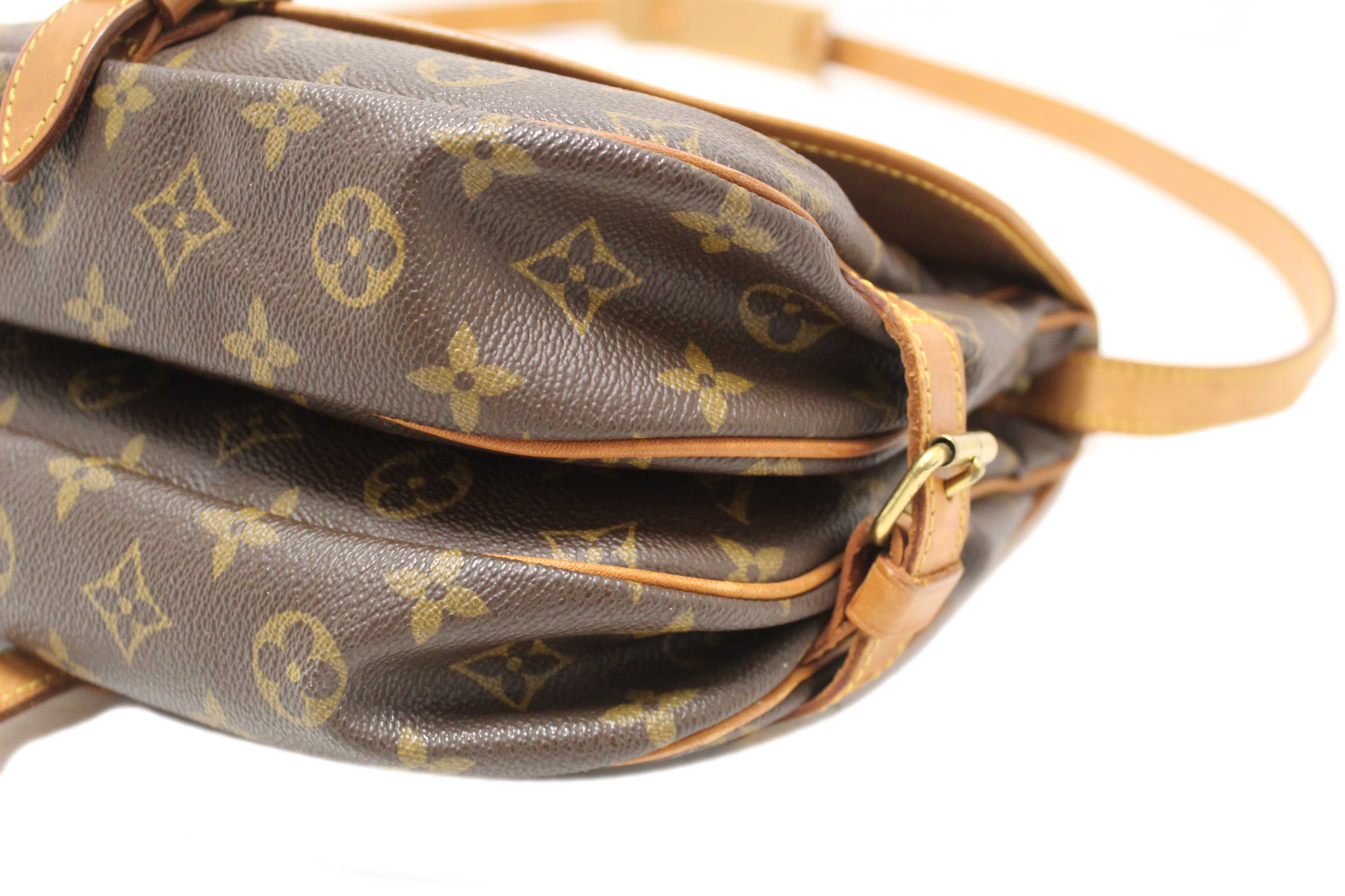 Authentic Louis Vuitton Classic Monogram Canvas Saumur 30 Messenger Bag