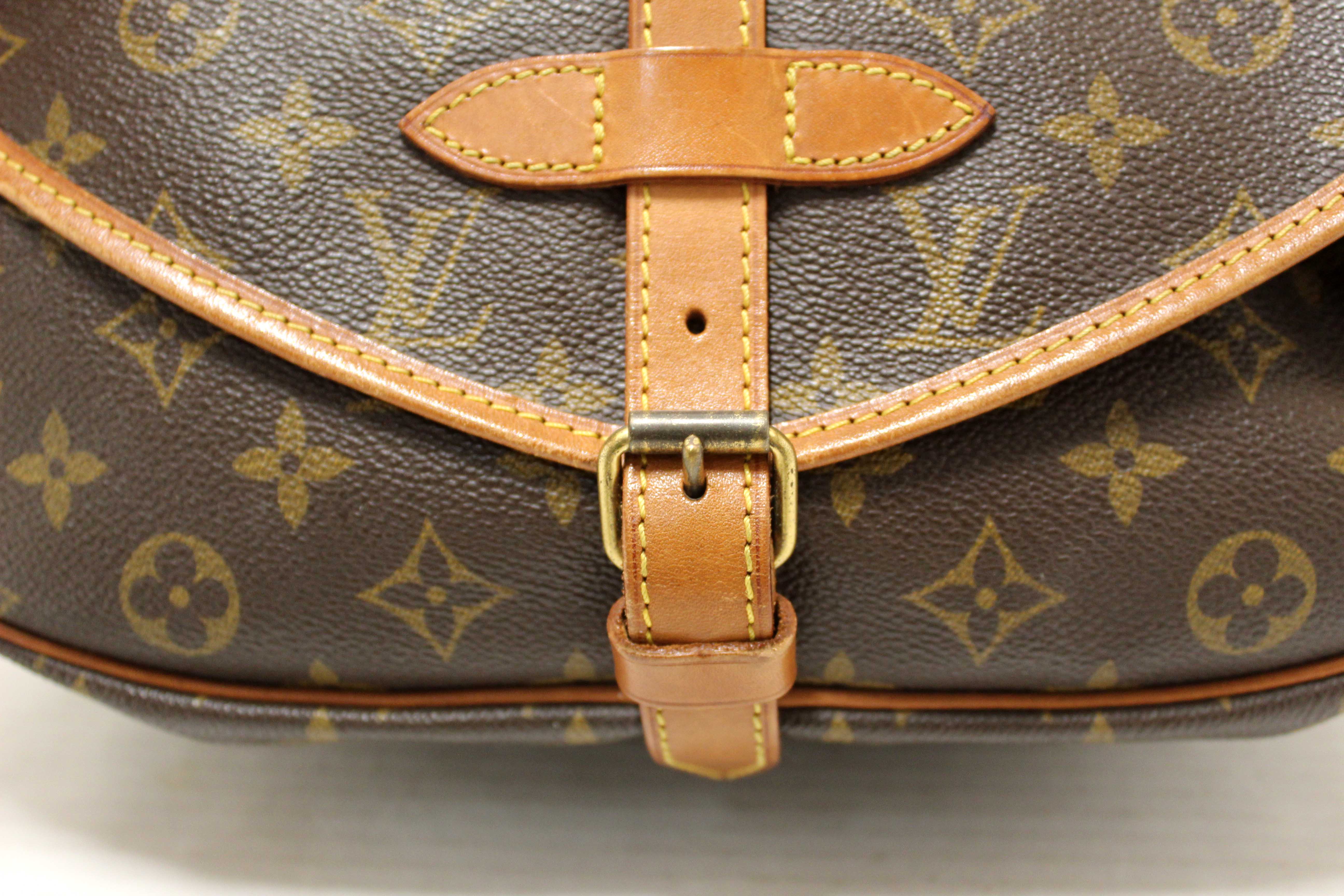 Authentic Louis Vuitton Classic Monogram Canvas Saumur 30 Messenger Bag