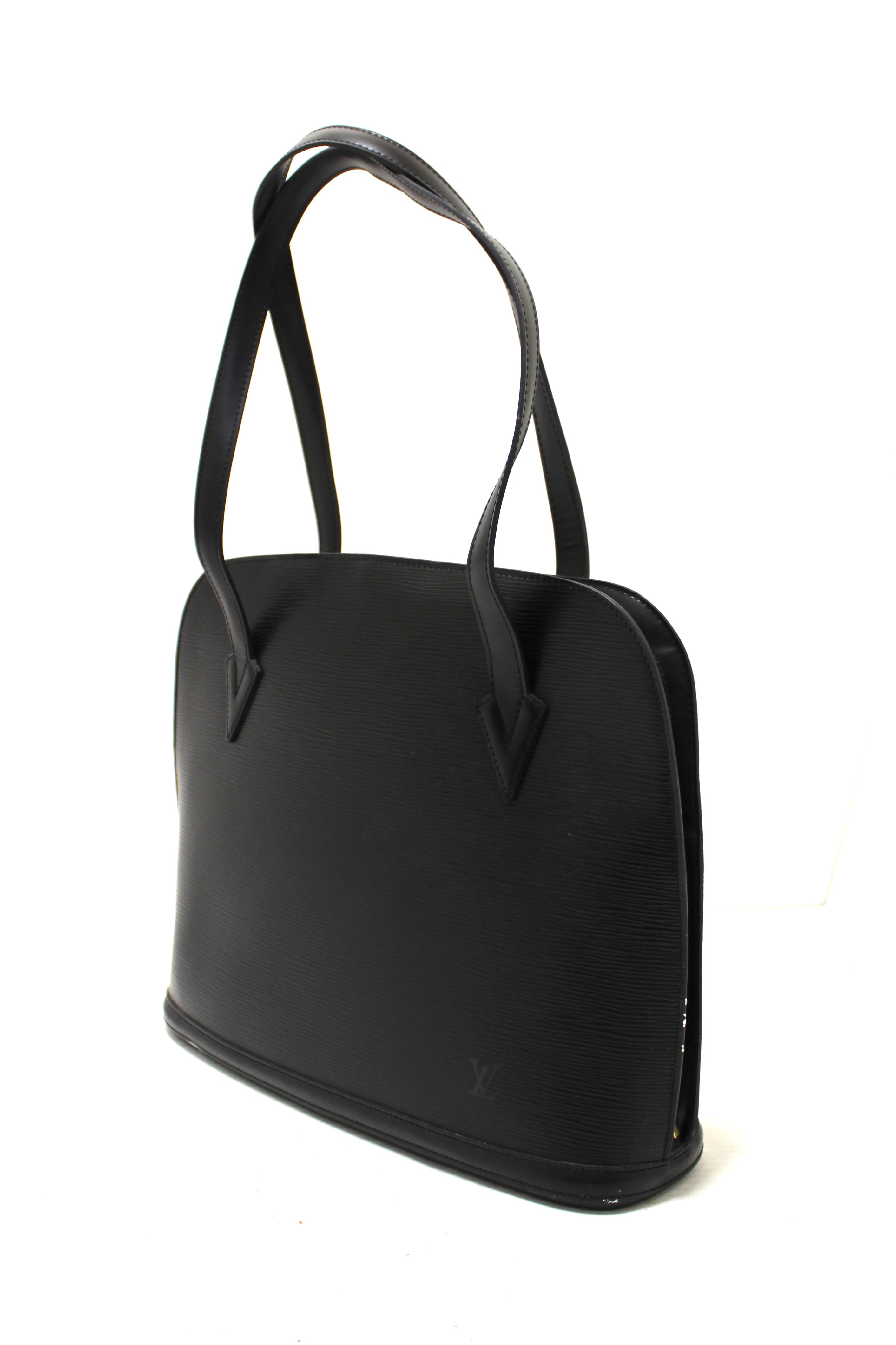 Authentic Louis Vuitton Black Epi Leather Lussac Tote Shoulder Bag