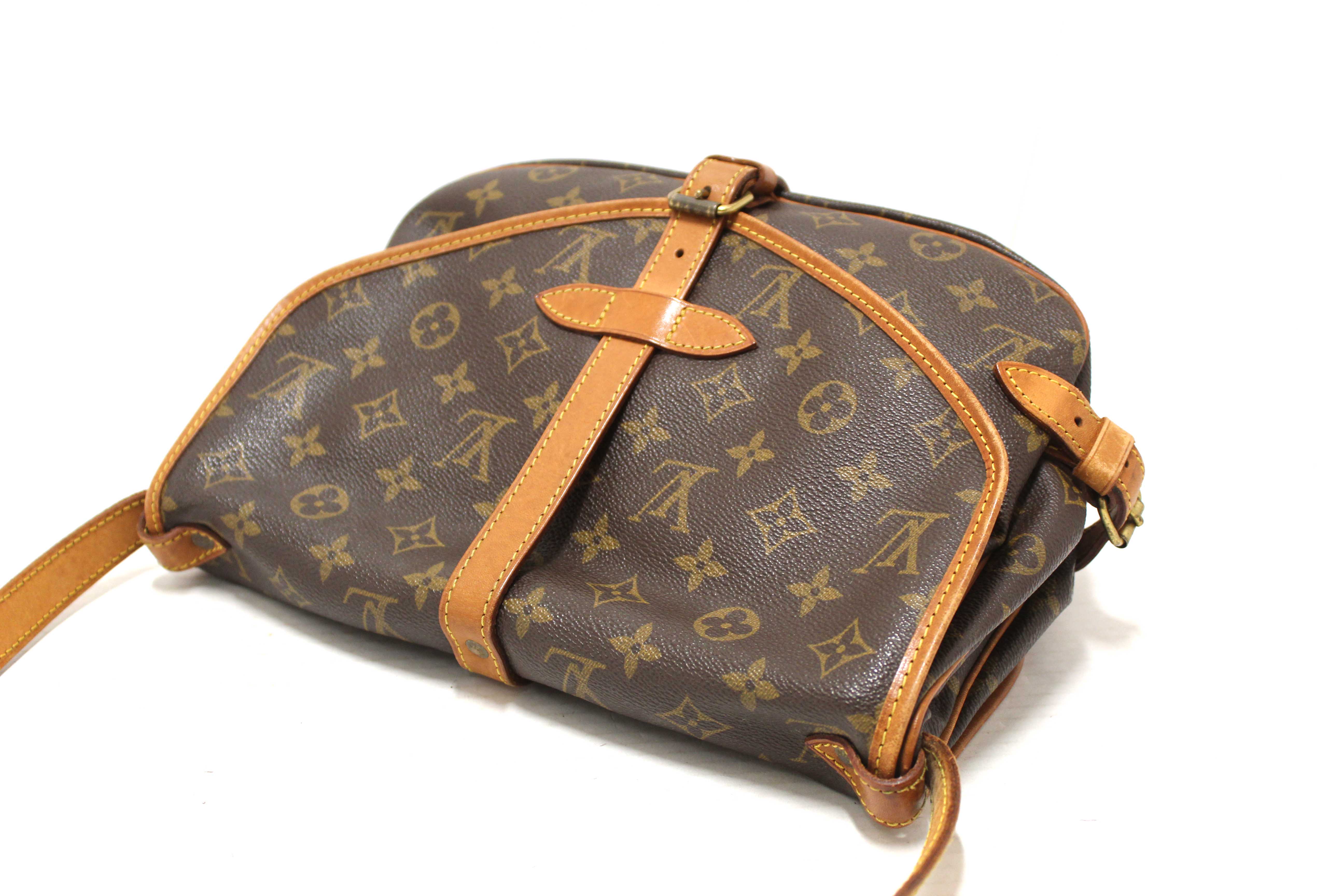 Authentic Louis Vuitton Classic Monogram Canvas Saumur 30 Messenger Bag