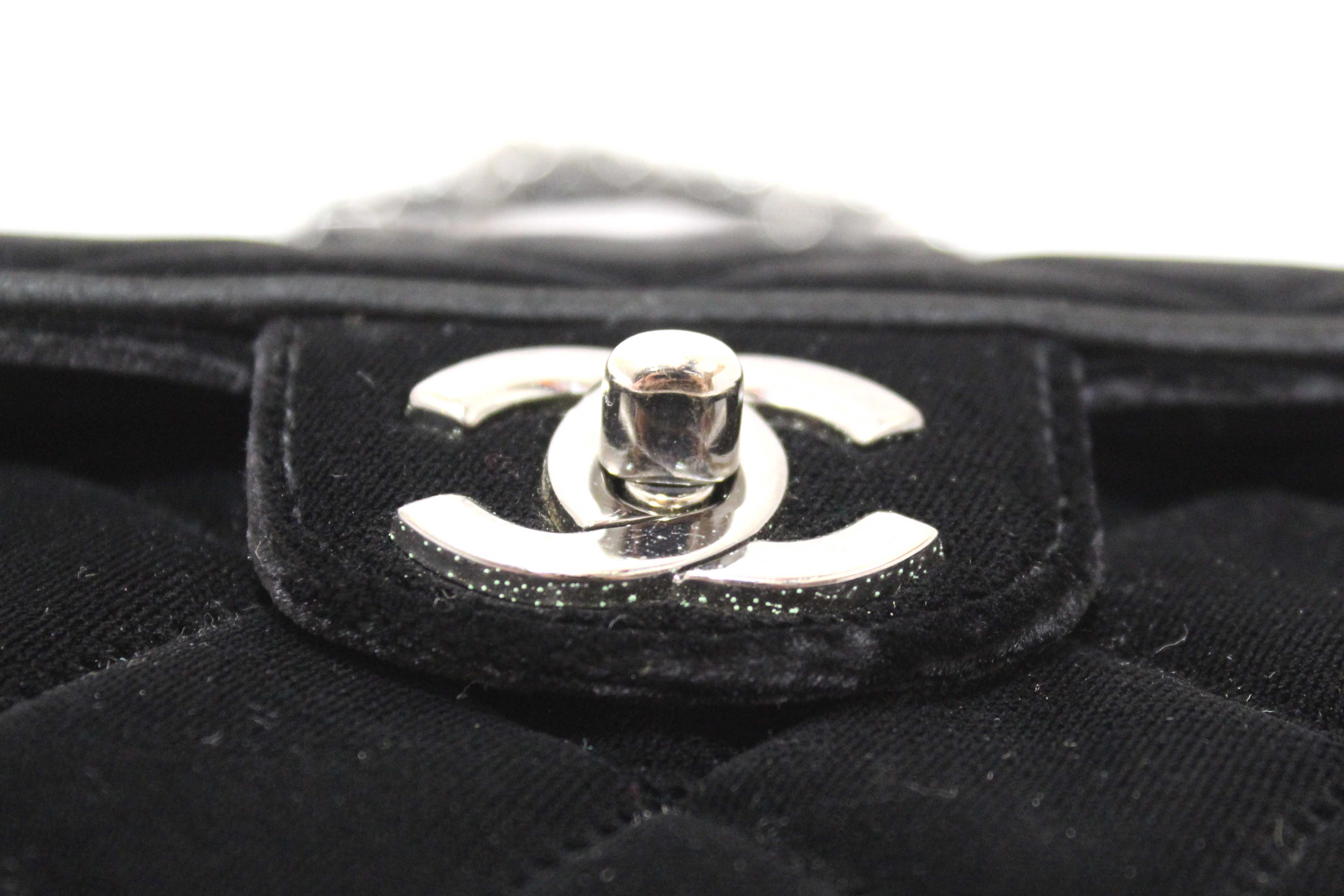 Authentic Chanel Black Quilted Velvet Flap Shoulder Bag