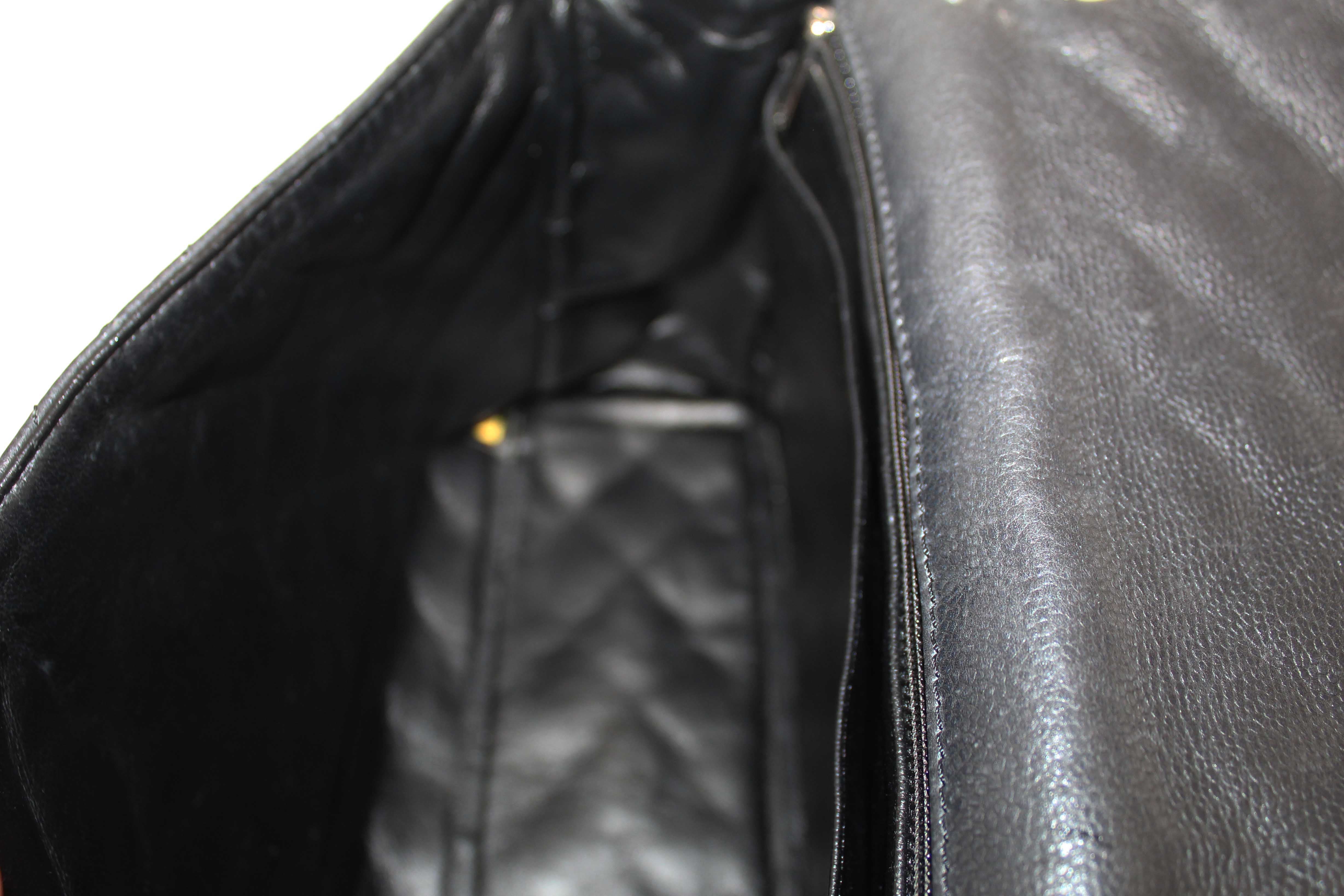 Authentic Chanel Black Quilted Washed Caviar Leather Classic Maxi Single Flap Shoulder Bag