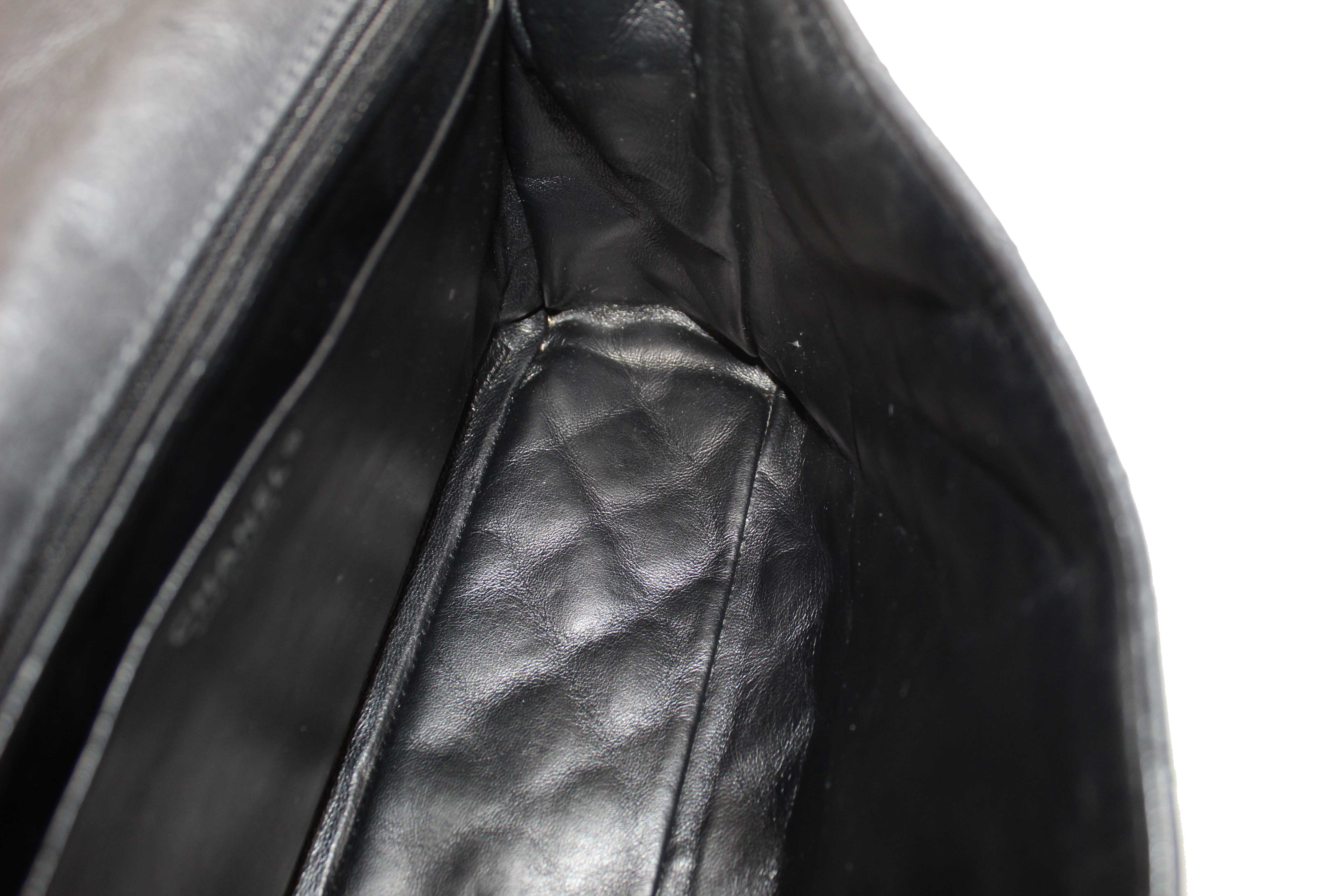 Authentic Chanel Black Quilted Washed Caviar Leather Classic Maxi Single Flap Shoulder Bag