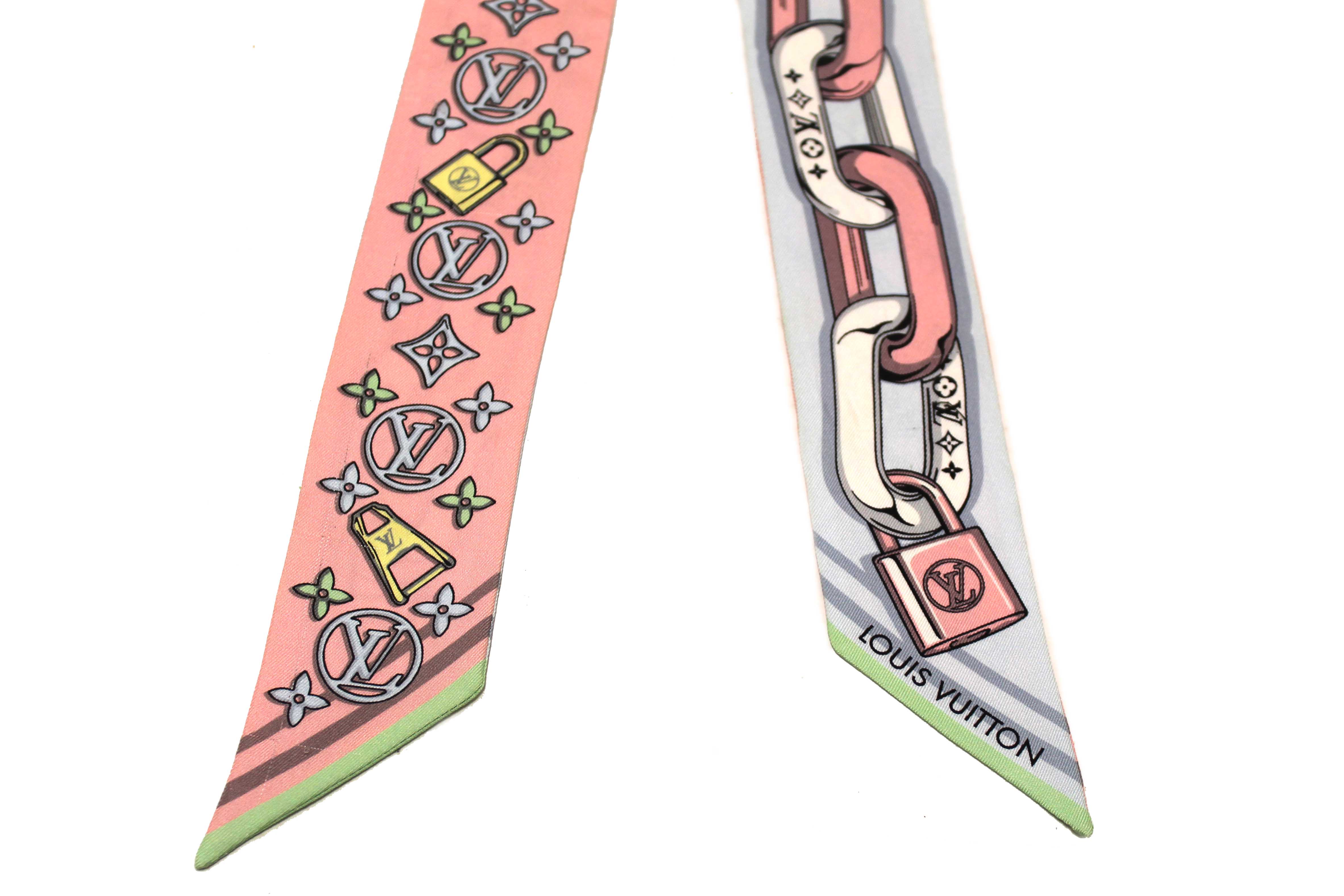 Authentic Louis Vuitton Blue/Pink Bejeweled BB Bandeau Scarf