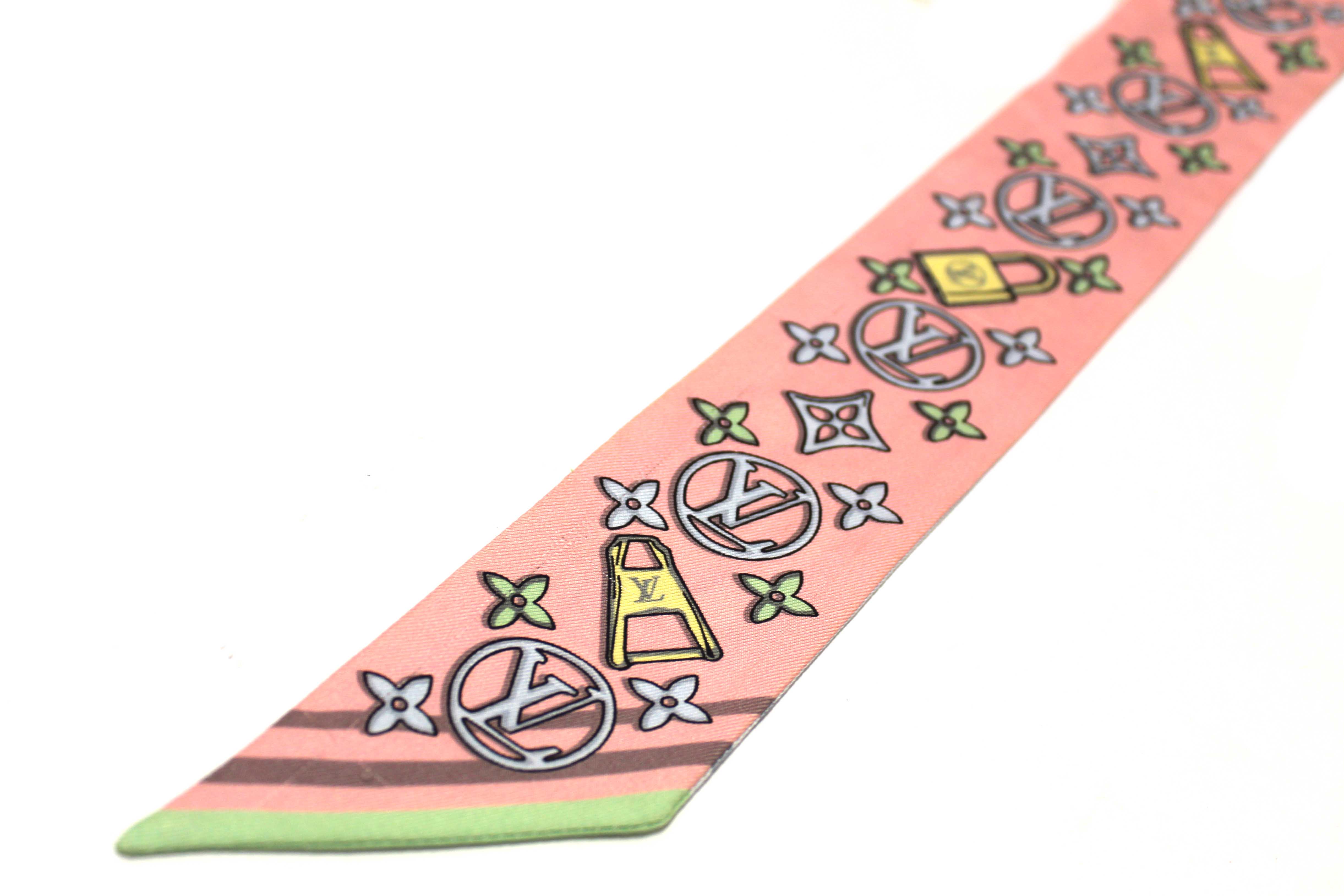Authentic Louis Vuitton Blue/Pink Bejeweled BB Bandeau Scarf