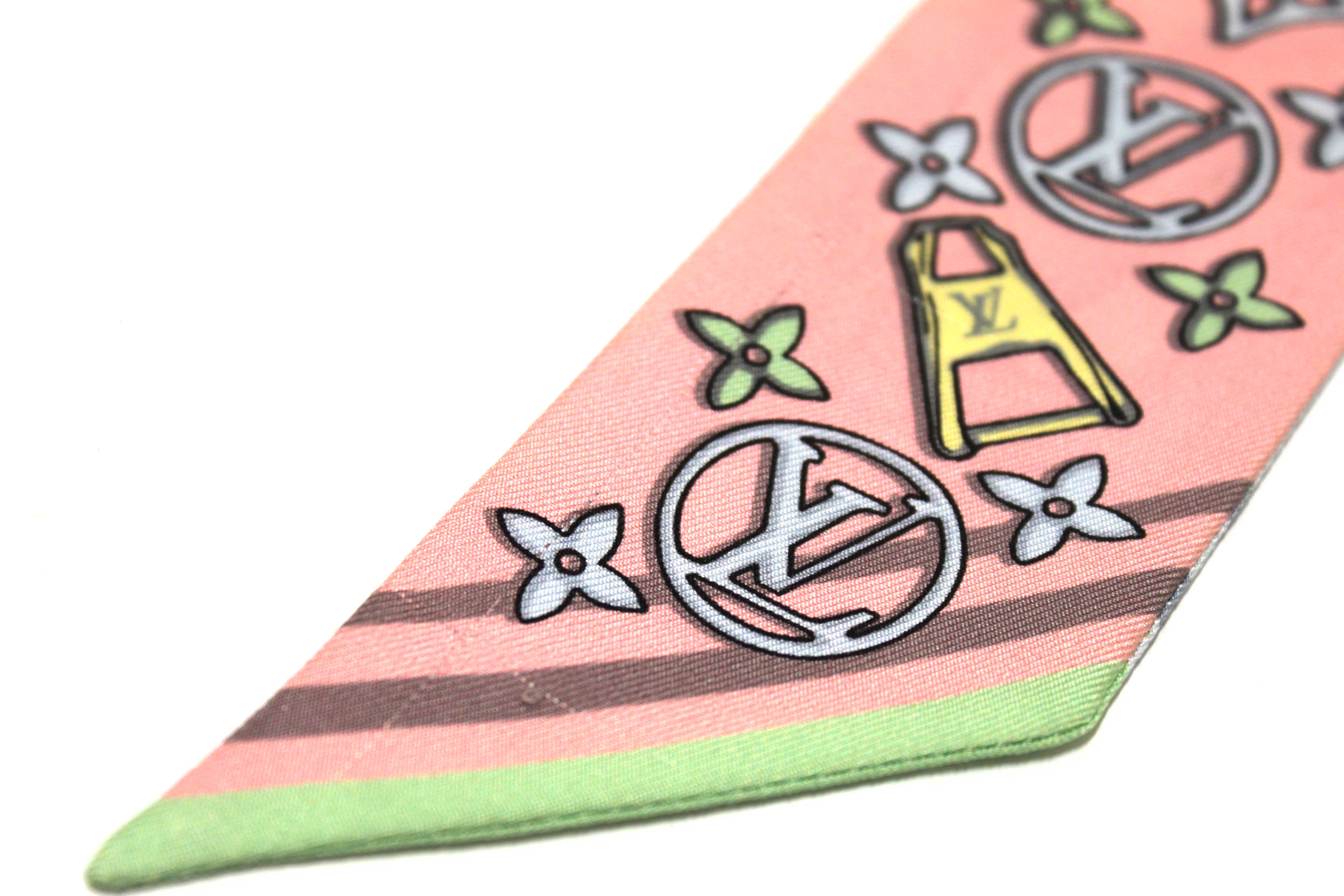 Authentic Louis Vuitton Blue/Pink Bejeweled BB Bandeau Scarf